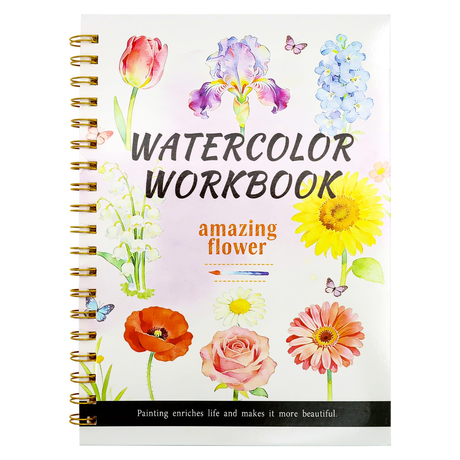 COGVOHY Watercolour Workbook, 250GSM Watercolour Colouring Book for Adults, Water Colouring Book for Beginners Painting (Flowers)