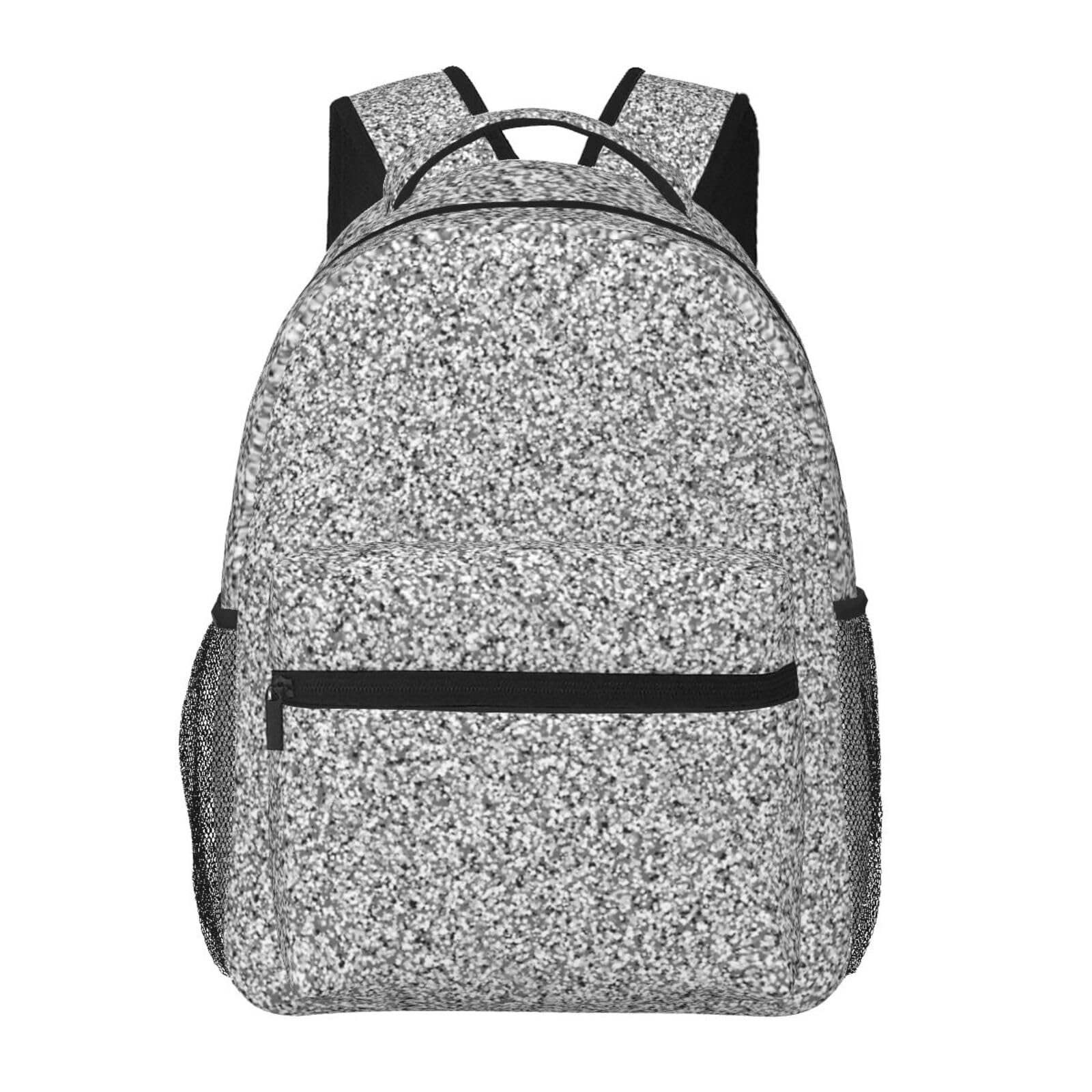 PPIKTC Silver Glitter Backpack Lightweight Backpack for College Travel Work for Men and Women
