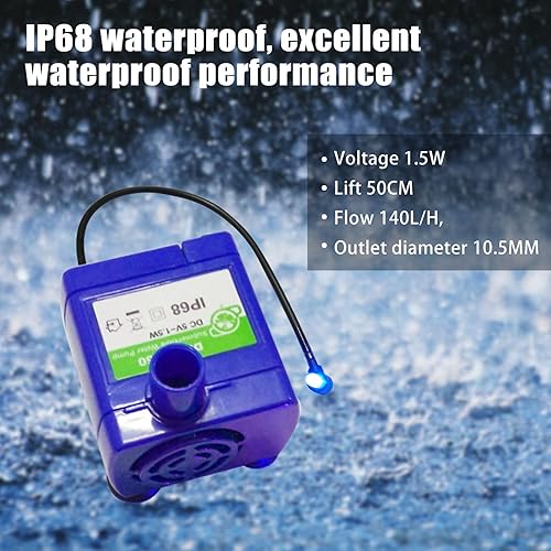 Miniatura 3 de 2 piezas de bomba de fuente de agua para gatos, bomba de repuesto para fuente de agua para mascotas, motor DR-DC160, bomba de agua ultra silenciosa