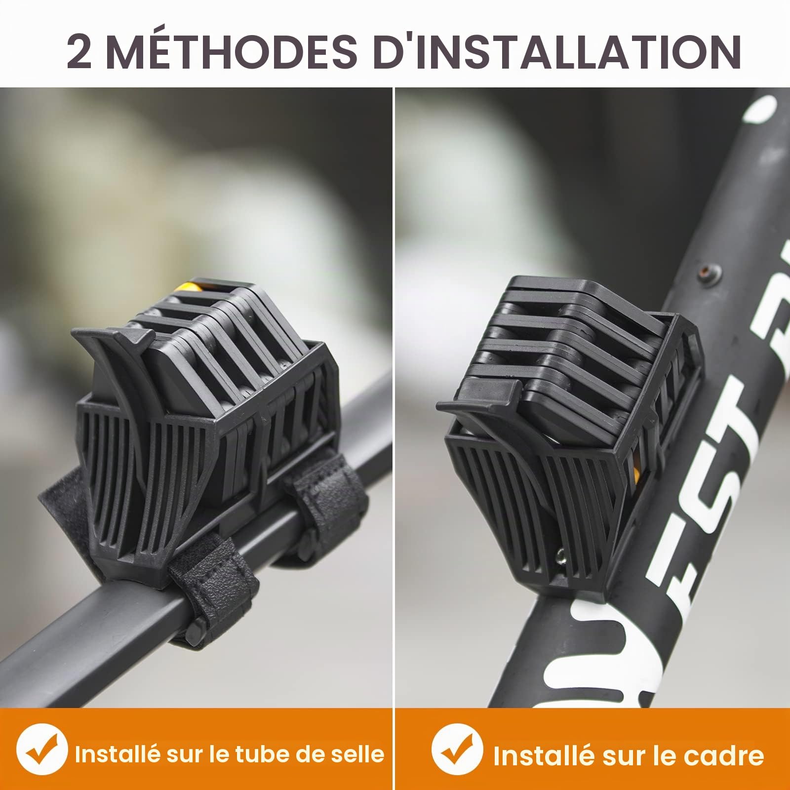 ICOCOPRO Antivol pliable pour vélo - 85 cm - Avec support - Haute sécurité - Noir