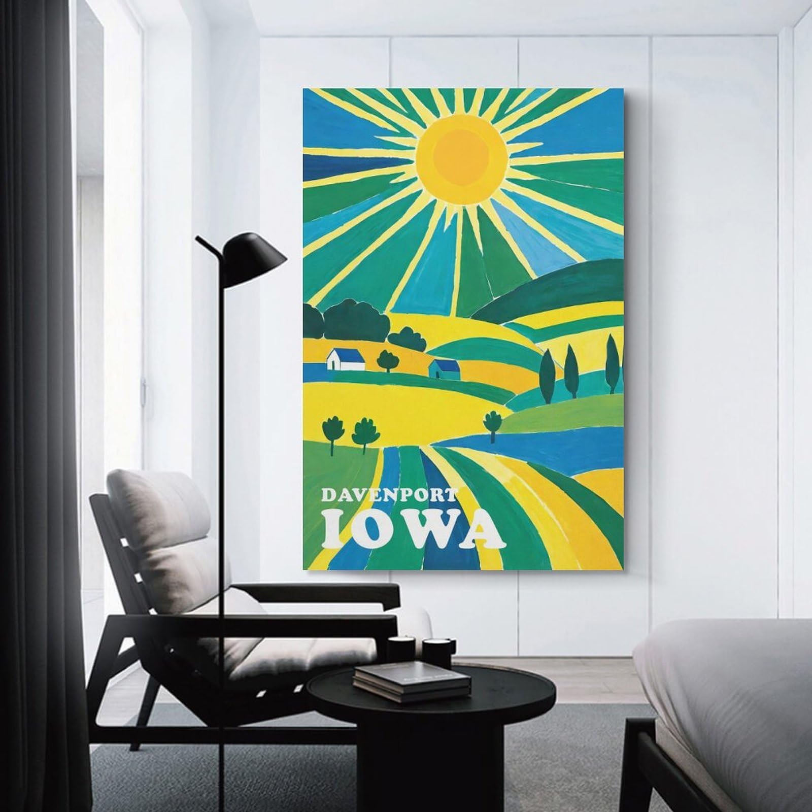 Junmoney Unframe-Style-6 Room Decor Wall Art Davenport Iowa Sunset, 24X36inch(60X90cm), For Lounge Decor, Bedroom Walls Or Flats, Canvas Styling For A Polished Room Look