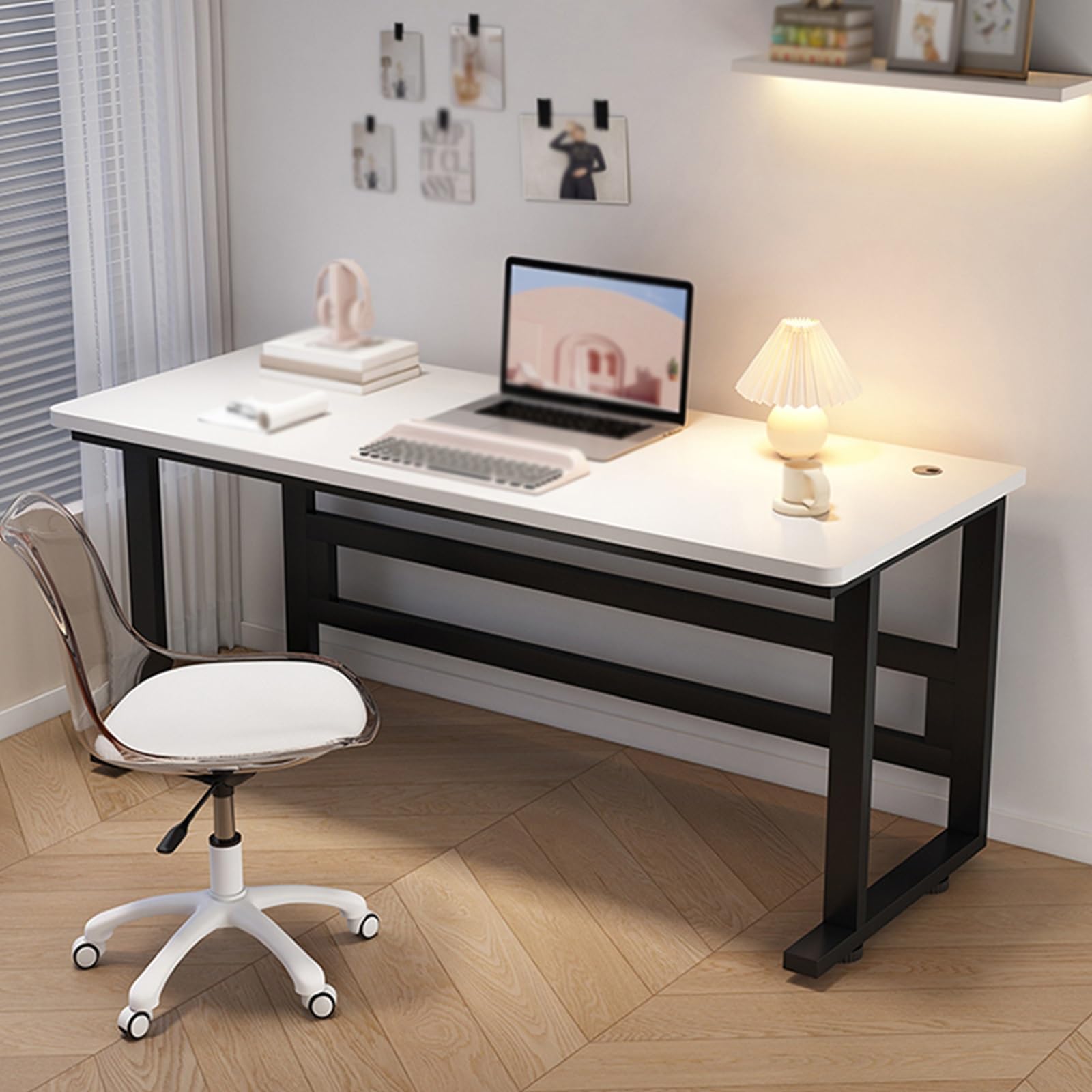 Bureau pour le bureau à domicile et l'étude compact en métal blanc