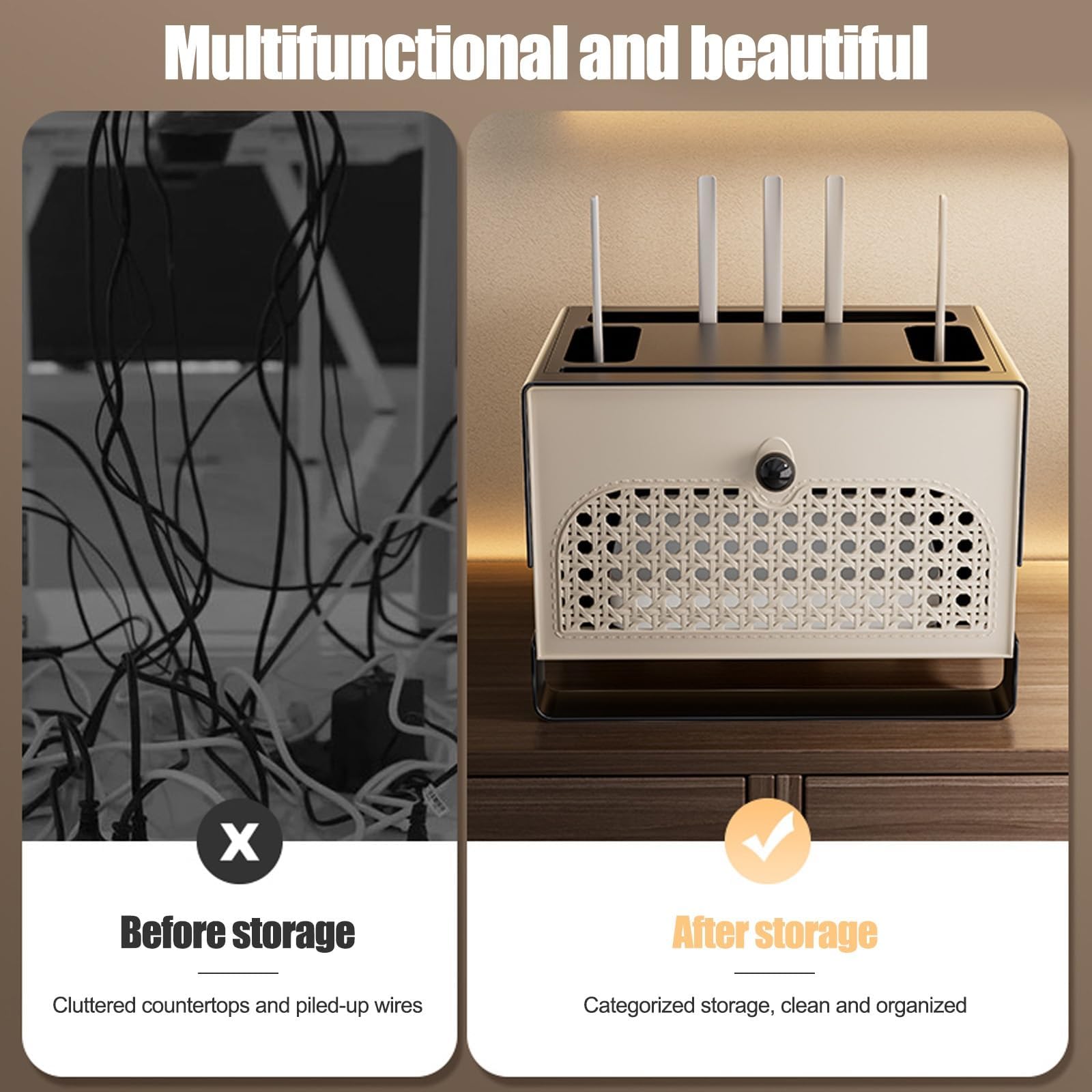 Mensola per Router, mensola per proiettore, mobiletto portaoggetti per Router WiFi, nascondi Cavi per casa e Ufficio