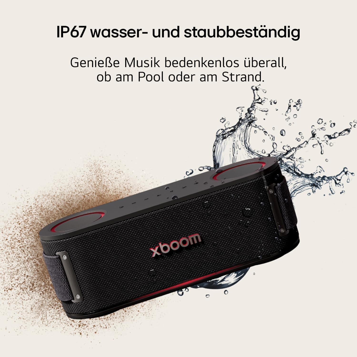LG xboom Bounce by will.i.am, tragbarer Bluetooth-Lautsprecher (Signature Sound, nach Oben gerichtete Passivstrahler, IP67, bis zu 30 Std. Akkulaufzeit), Schwarz [Modelljahr: 2025]