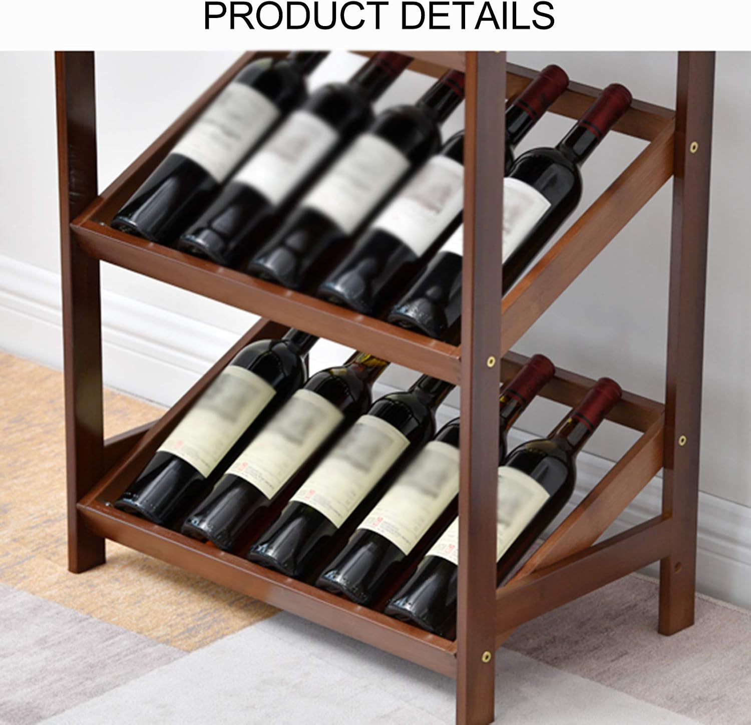 Bamboo Wine Rack Floor Wine Cabinet Display Rack Shelf Wine Glass Rack Wobble Free for Home Kitchen Freestanding Countertop Display (B 2)