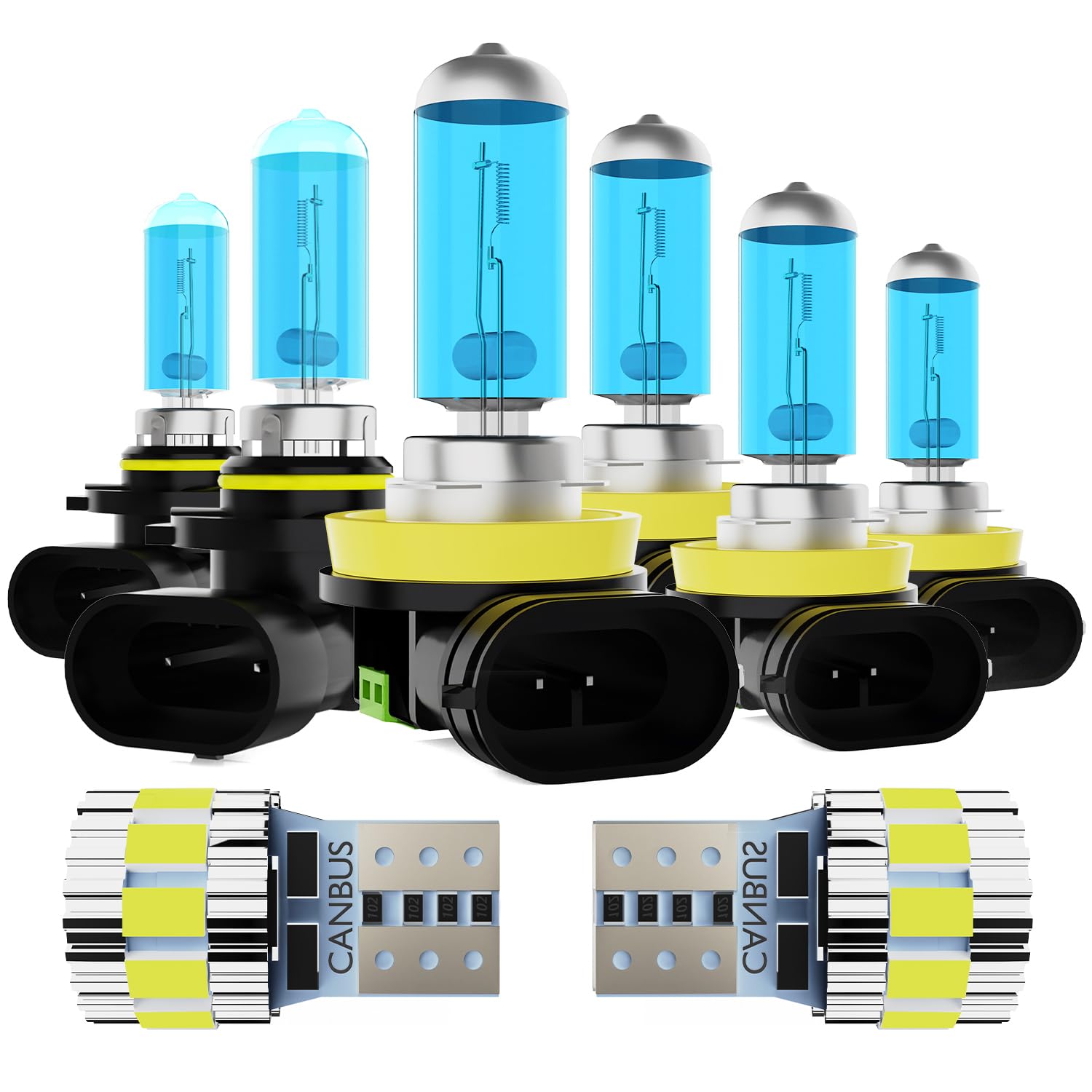 Headlight Bulbs Fit For Nissan Pathfinder 2013-2016,300% Ultra Brighter Halogen Headlight Bulb + License Plate Lights Combo, 9005 H11 H11 High Low Beam Fog Lights, 6500k White Light, Pack of 8