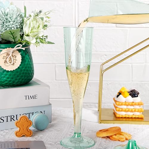 Vista 12 de WDF Paquete de 36 copas de champán de plástico azul transparente, 7 onzas, copas de champán azules, vasos de champán desechables para fiestas