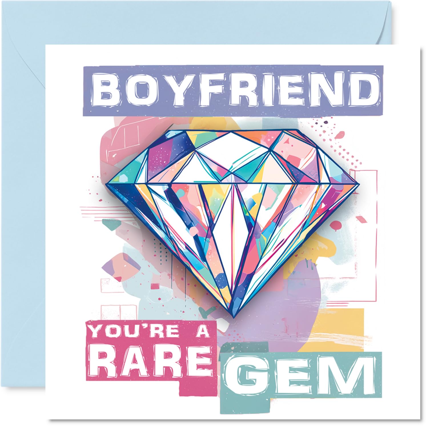 Boyfriend Anniversary Card - Youre a Rare Gem - Happy Anniversary Card for Boyfriend from Girlfriend Partner, 145mm Wedding Anniversaries Greeting Cards