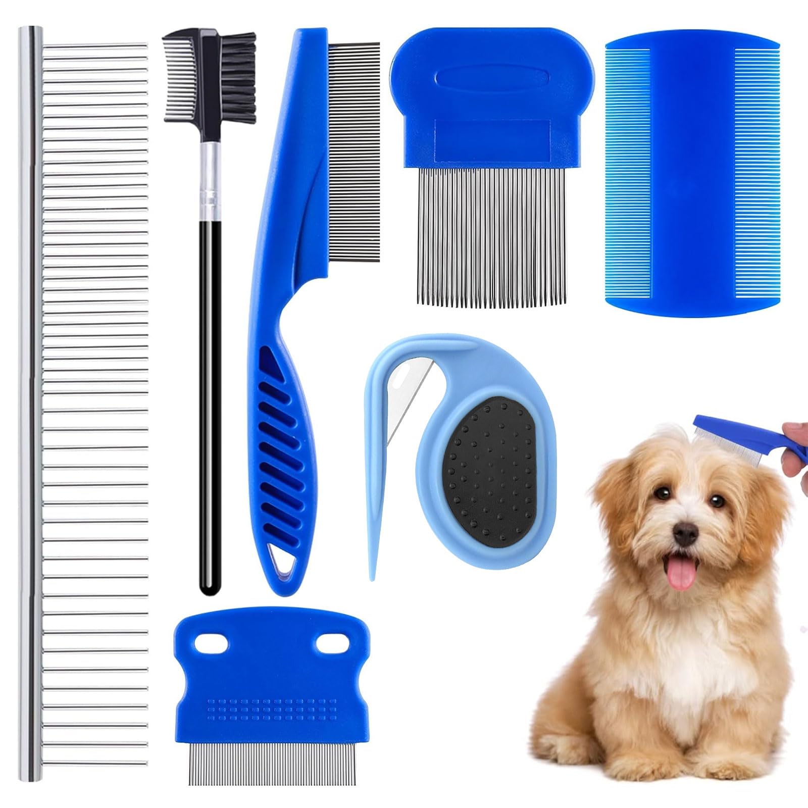 Peigne Anti-puces et Anti-poux Multifonctionnel pour Chats et Chiens - Set de Toilettage Essentiel pour Animaux de Compagnie - Peigne pour Chat, Chien, Anti-puces Maison, Fumigène Anti-puce