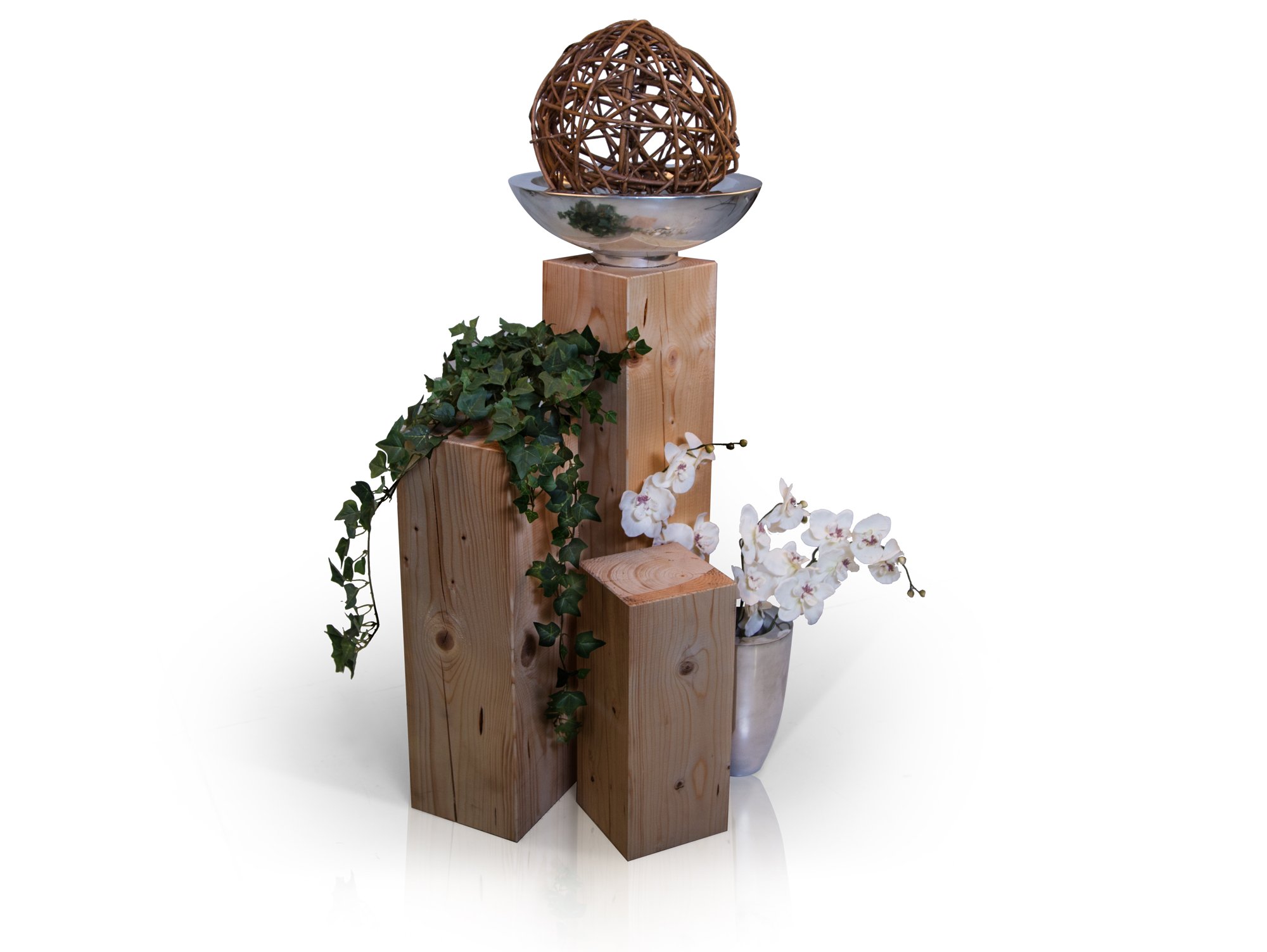 moebel-eins Blumensäule Fichte massiv Dekosäule Holzsäule Säule Landhaus Design, eichefarbig, 17x17 cm, 100 cm