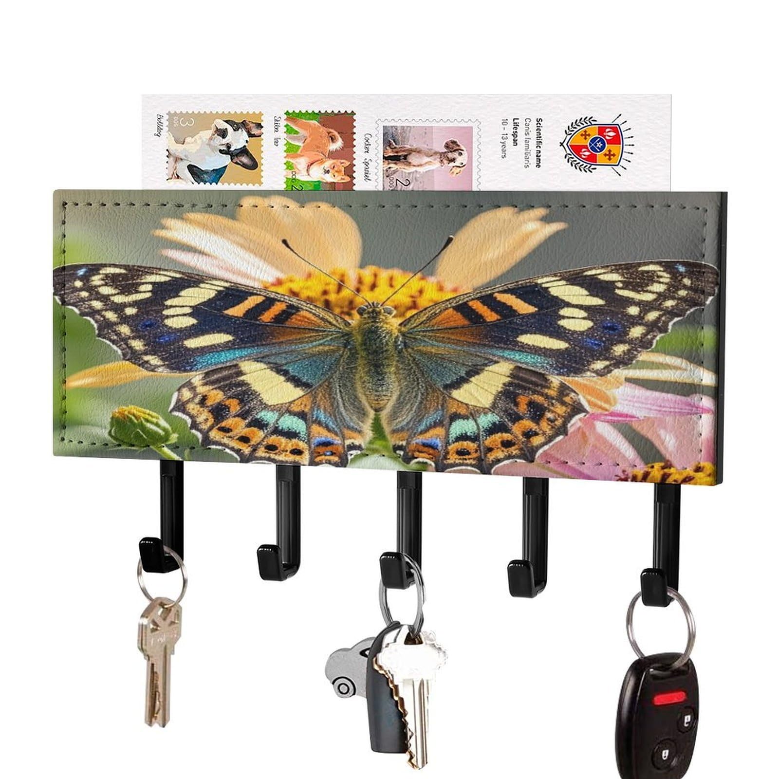 Soporte de pared de cuero sintético con acabado mariposa de alta gama