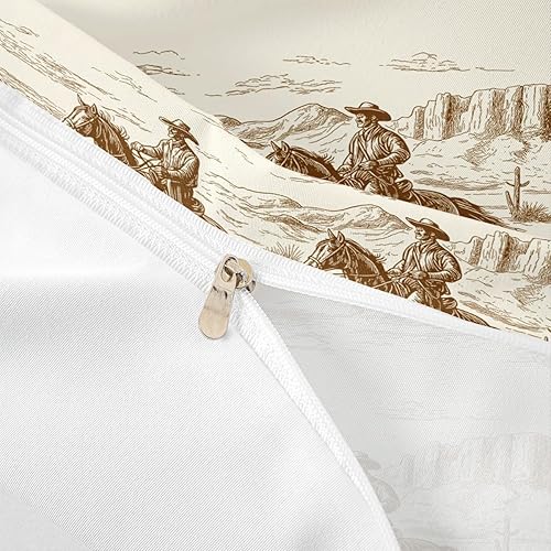 Miniatura 6 de Erosebridal Juego de funda de edredón del oeste, tamaño matrimonial, diseño de vaquero, desierto americano salvaje oeste, ilustración dibujada a