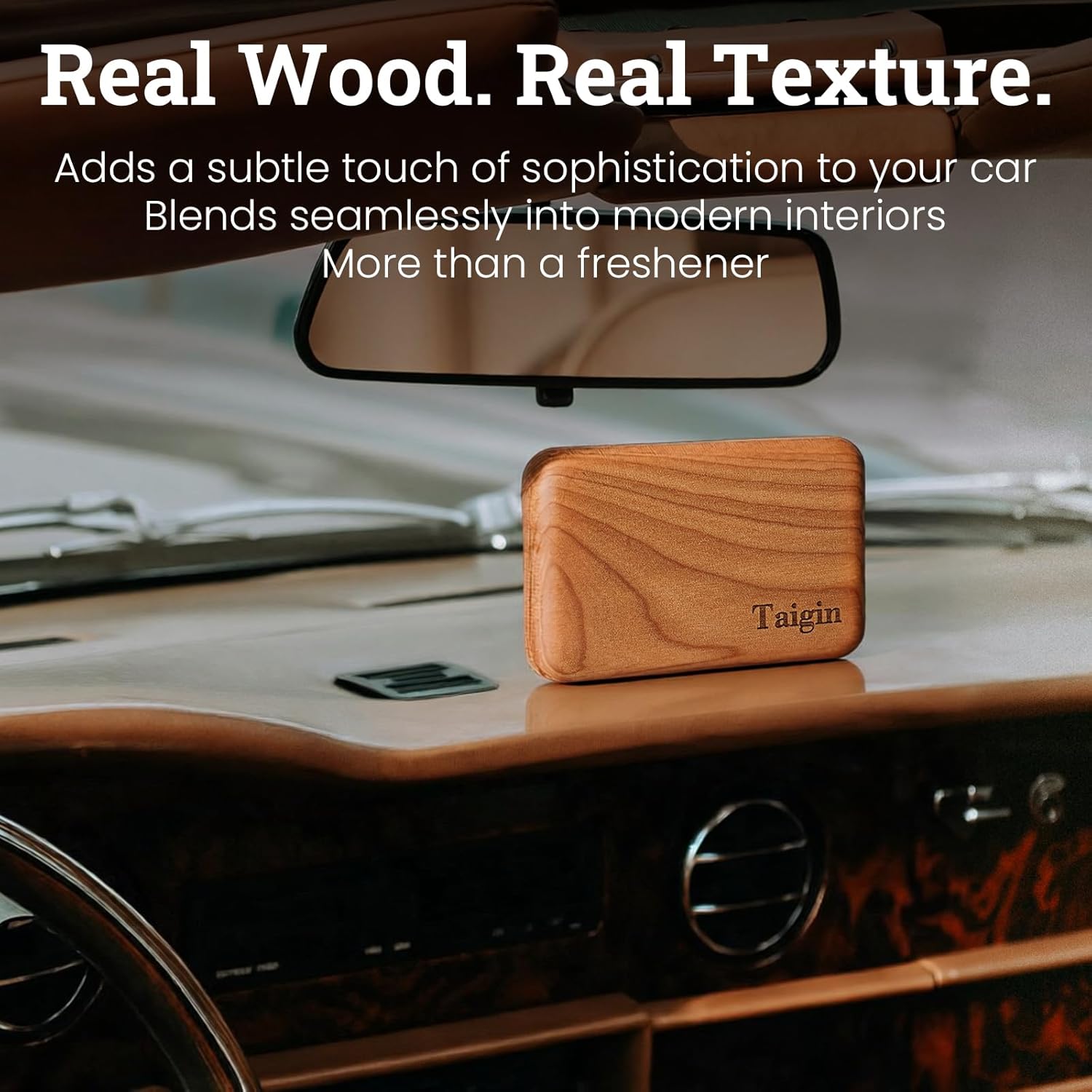 Car Air Freshener Kit, 4 Refill Car Scents (Teak, Amber, Cabana, Grove), Magnetic Wooden Car Fresheners, Car Accessories for Women Men, Clip Included