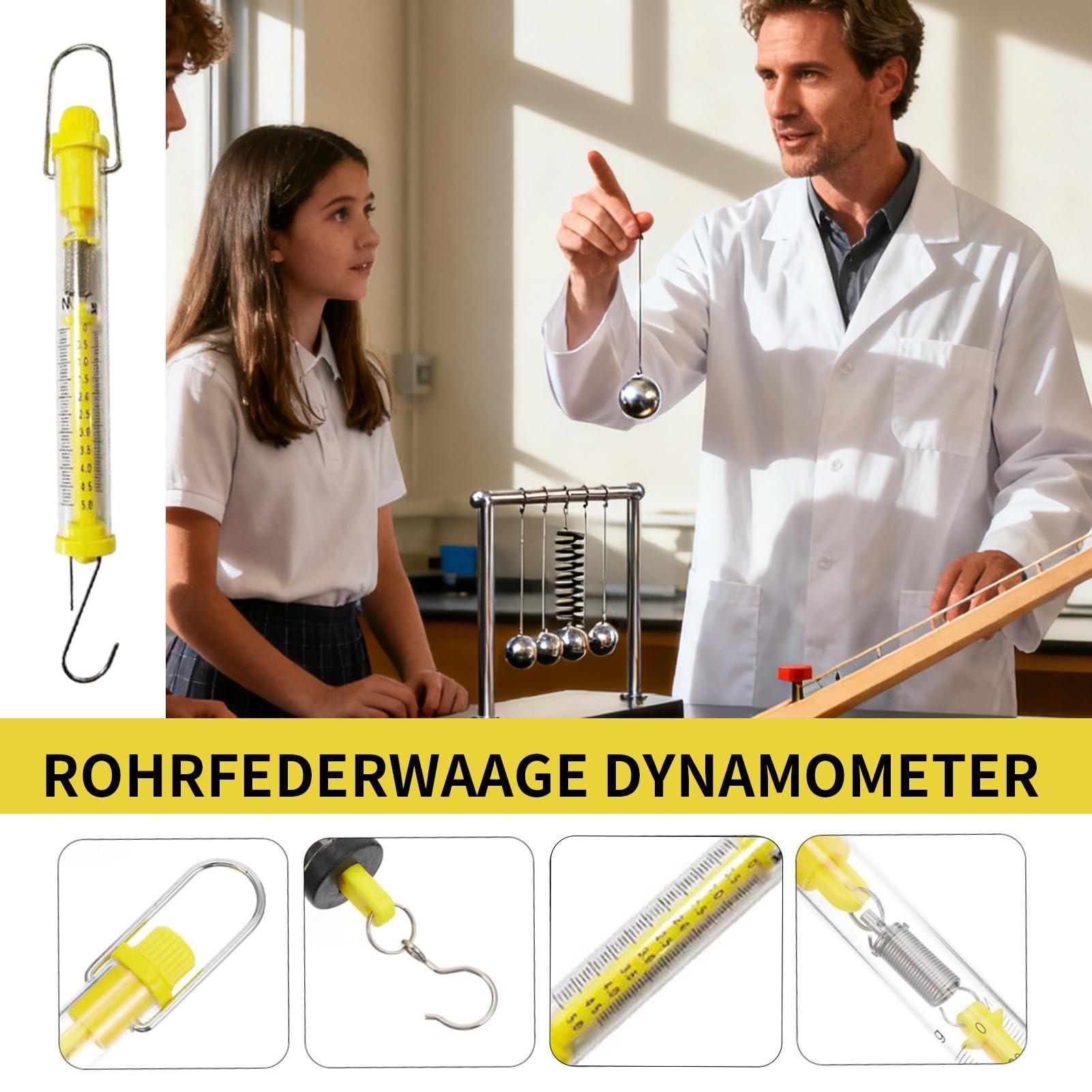 Physics Teaching Force Measuring Kit - 10N Spring Gauge & Hook Balance | Portable Precision Instrument For Classroom Mechanics Experiments & Scientific Research