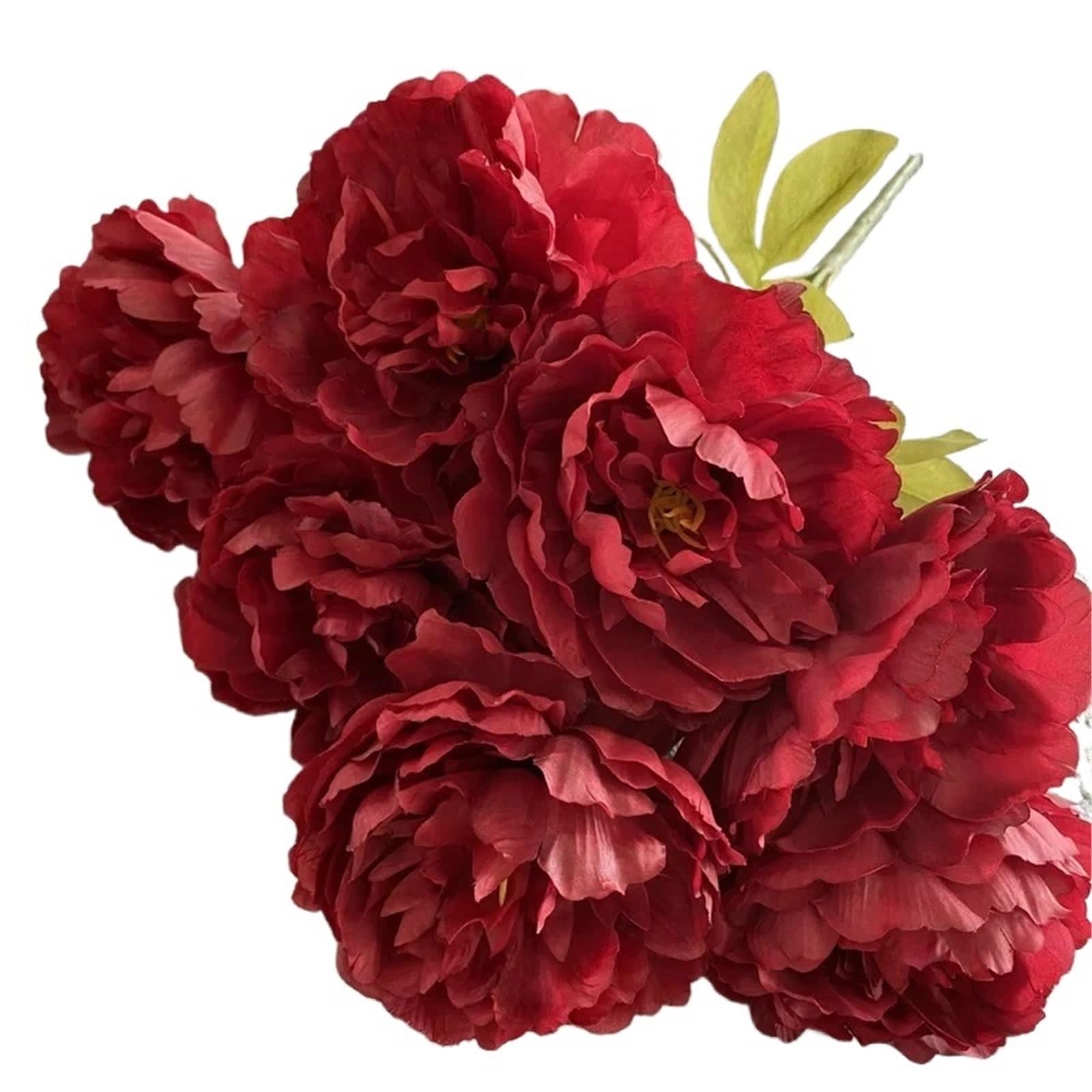 LuoAXINN Artificial Flower Branches 5 Pcs Simulation Seven Peony Silk Flowers Bouquet Home Living Room Wedding Decoration(Color5)