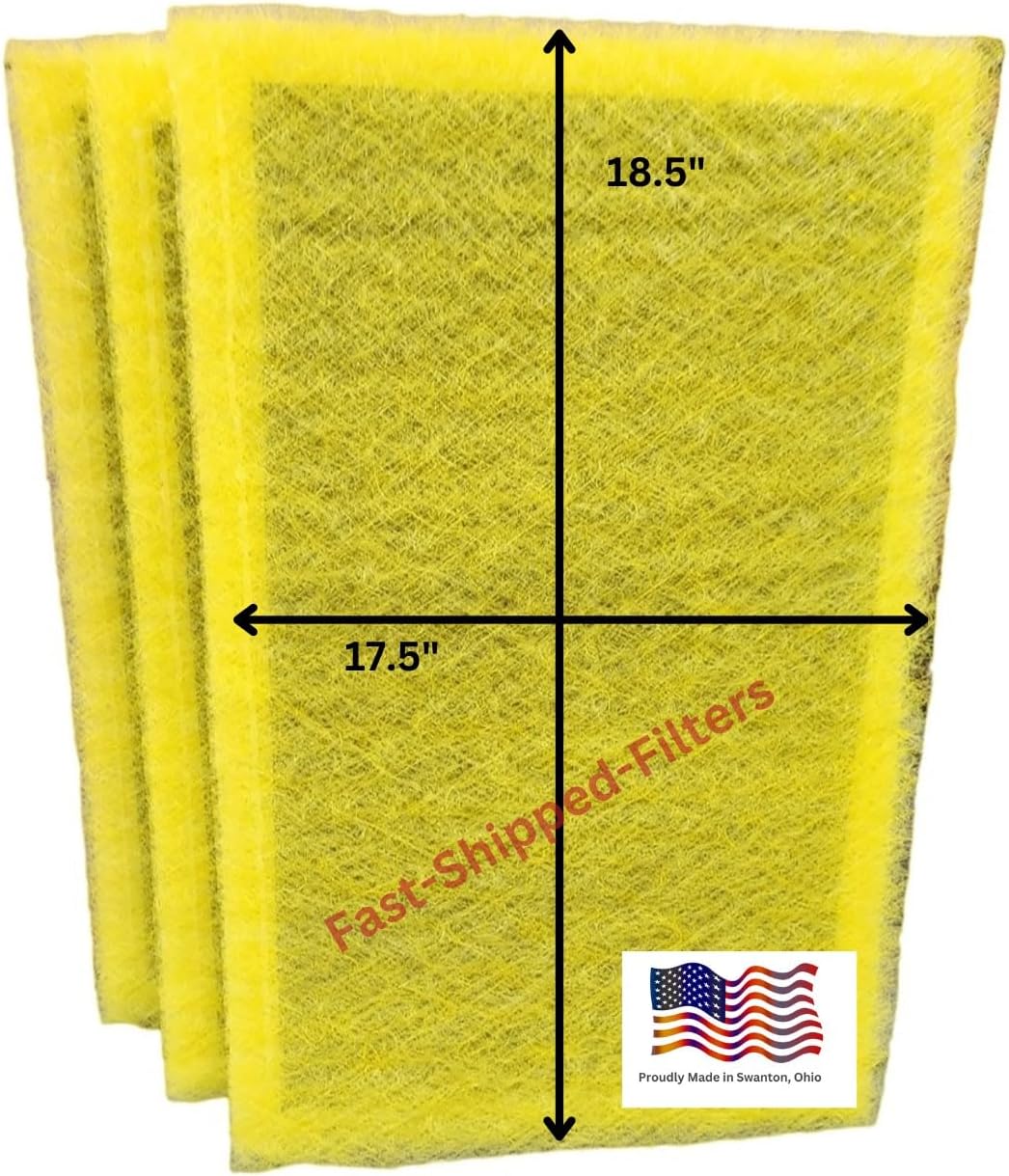 Fast-Shipped-Filters 3 Pack Replacement Filter Pads Compatible with AirRanger Air Cleaner 20x20 Refill Yellow