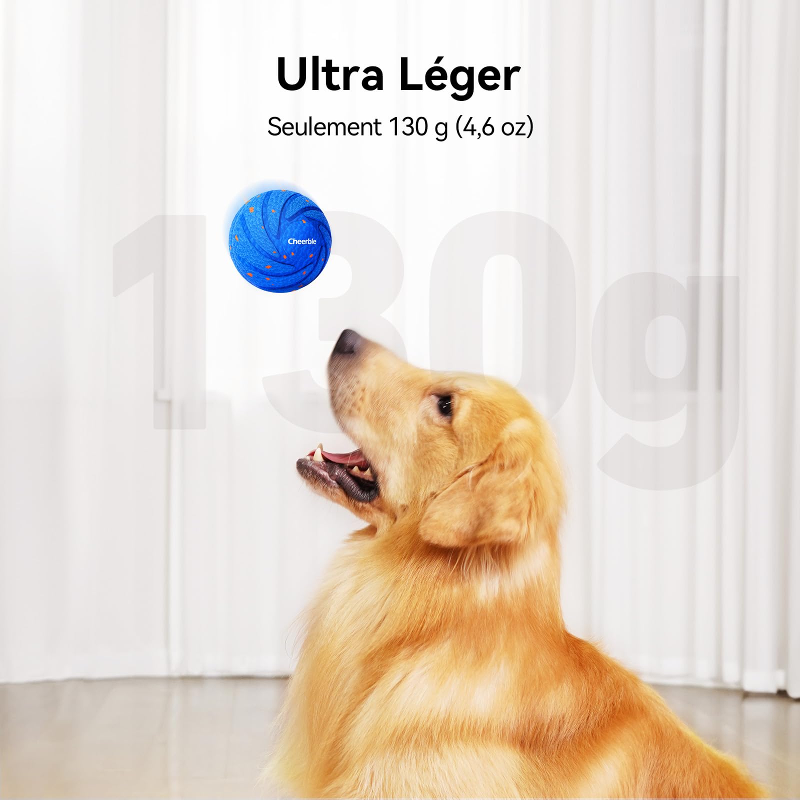 Cheerble Wicked Ball Air Self Moving Dog Balle Interactive pour Chien avec 3 Modes interactifs Jouet Intelligent pour Chien Cadeau d'anniversaire avec lumières LED (Bleu)