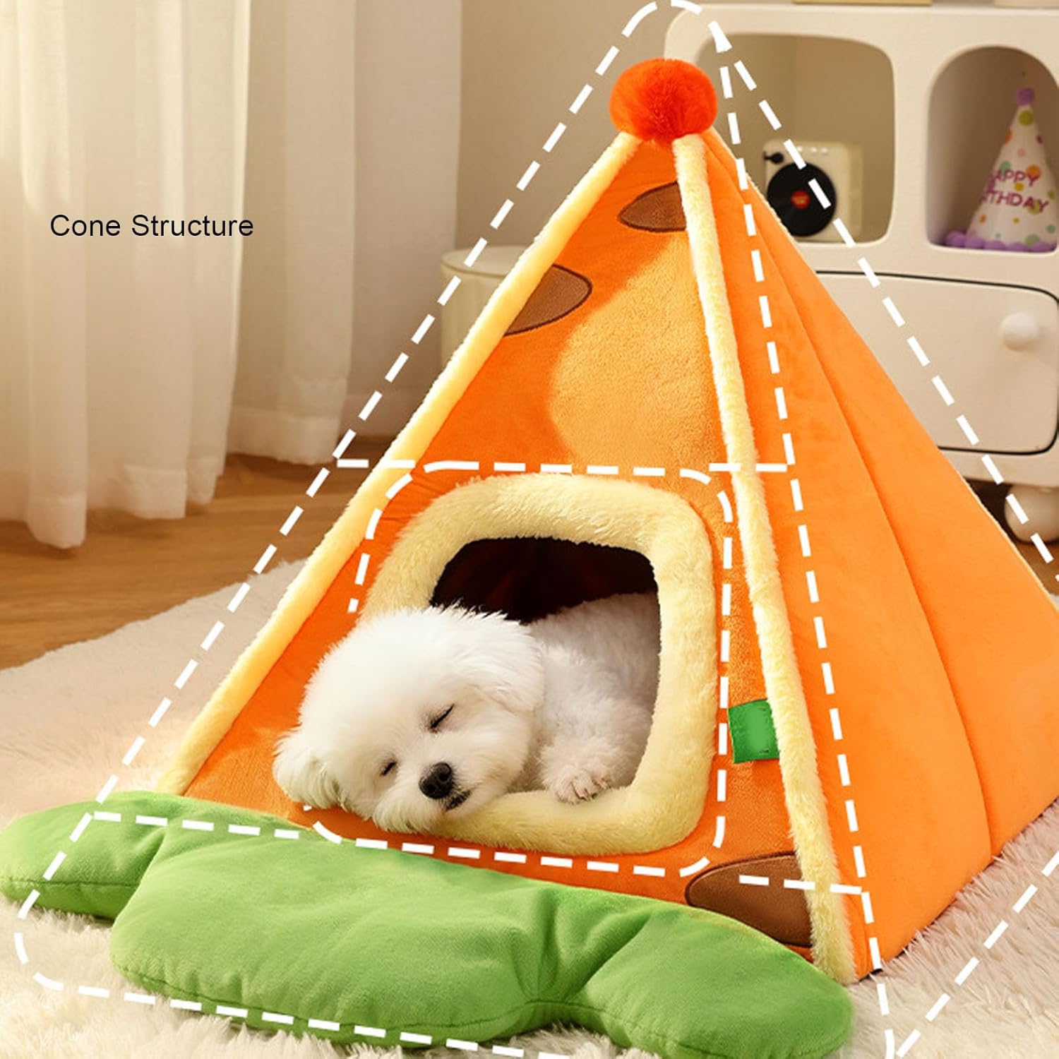 Pssopp Pet Tent Bed, Self Warming Portable Cat Cave House Tent Hamster Bed for Puppies Rabbits Cat and Other Small Animals (M)
