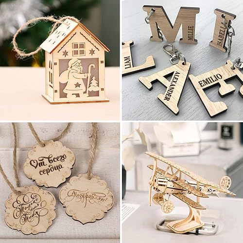 Miniatura 4 de DIYDEC Paquete de 18 hojas de madera de tilo de 6 x 6 x 116 pulgadas, hojas finas de madera contrachapada sin terminar, tableros cuadrados de madera