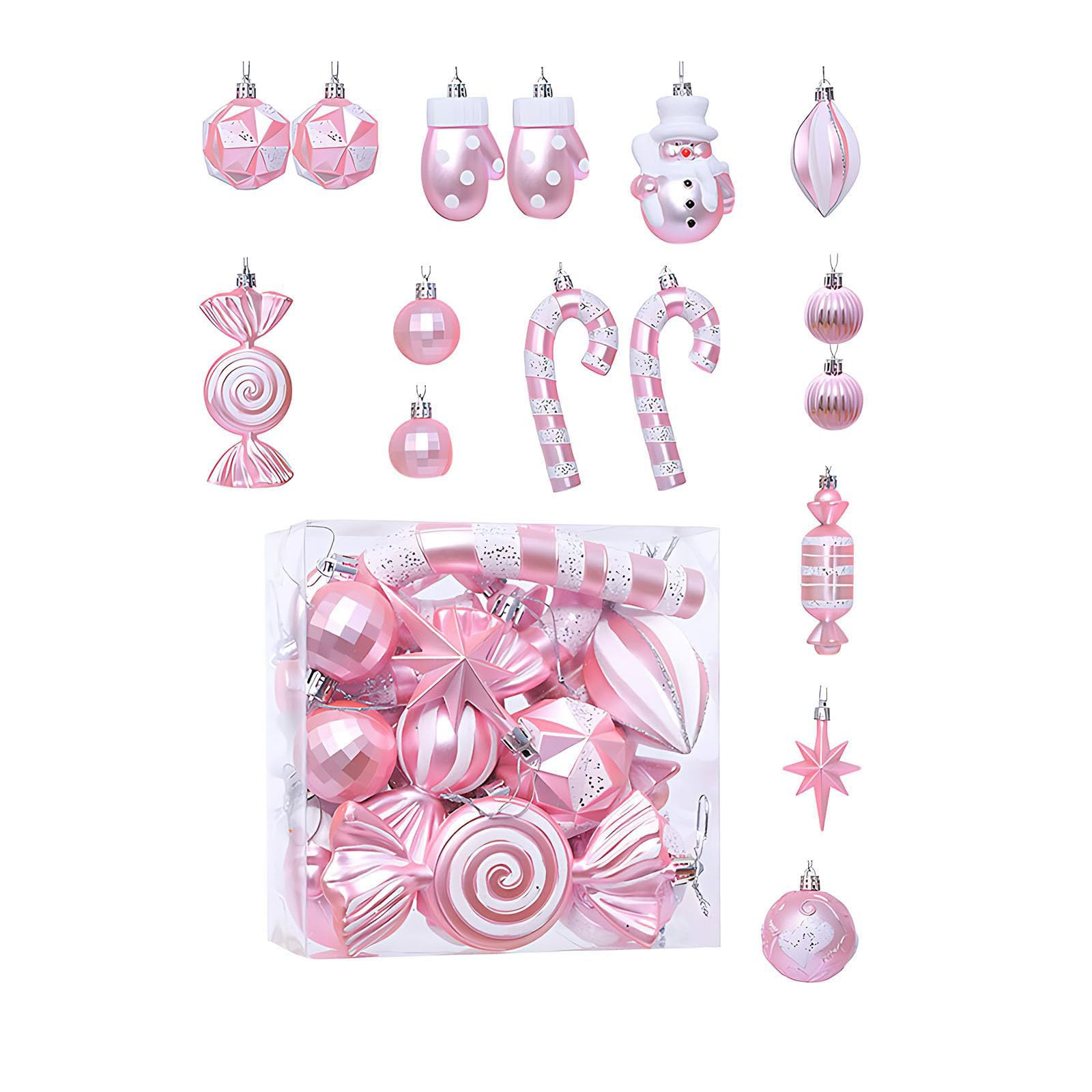 Kalttoy 16 Piece Christmas Ornament Set Bright Holiday Decors Shatterproof User Friendly Tree Hanging Ball Pet Friendly Christmas Accessories