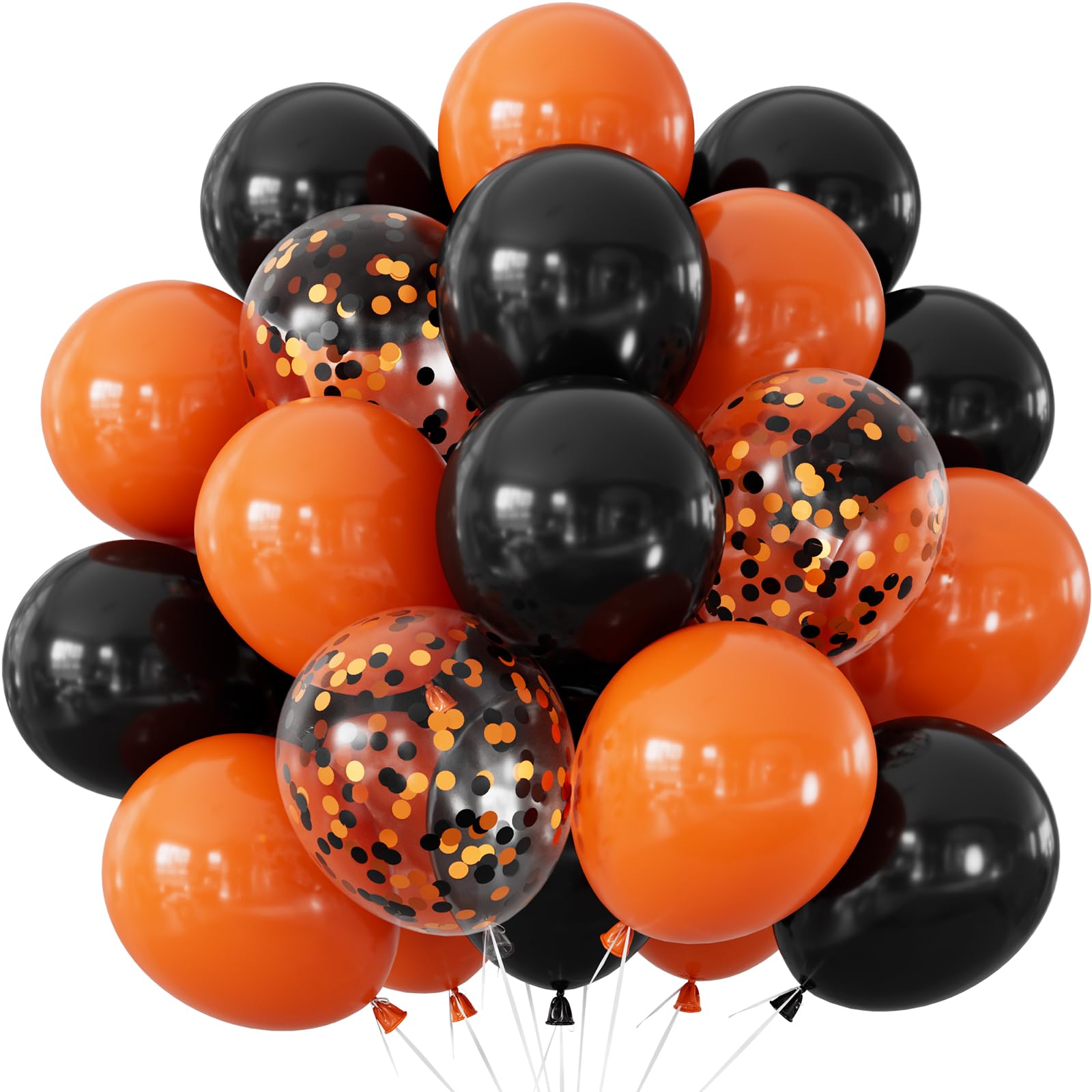 Adeyoo Black and Orange Balloons with Confetti Balloons for Halloween Party â image 1