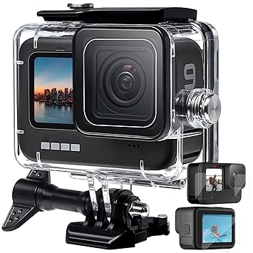 Trehapuva Waterproof Housing Case with Tempered Glass Screen Protector for GoPro Hero 9 Black, 45M/148FT Underwater Protective Dive Case Shell for Go Pro Hero9 Camera Accessories