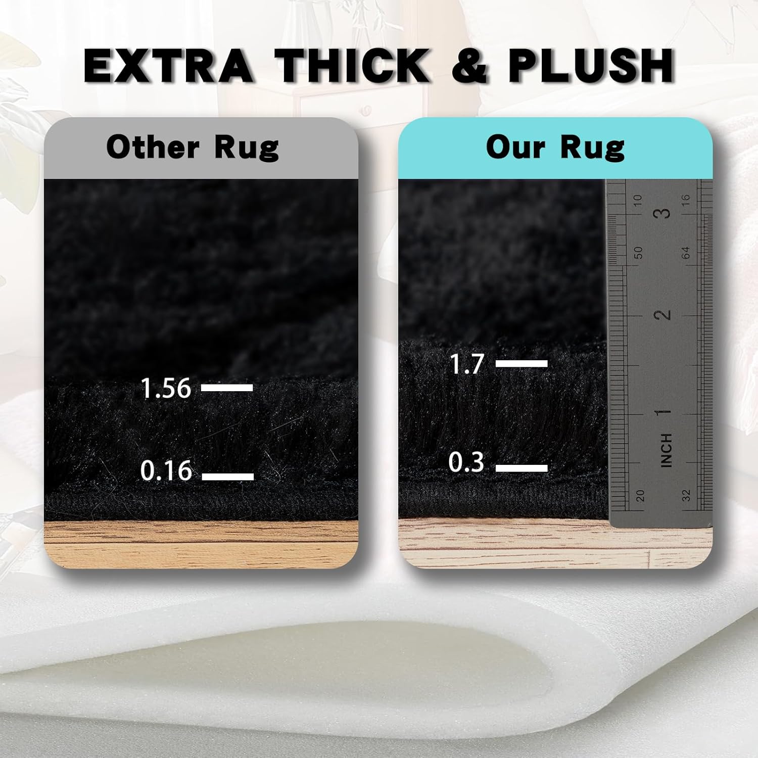 9x12 Area Rugs for Living Room, Black Fluffy Shaggy Rug Soft Carpets, Big Rugs for Bedroom Nursery Kids Room Dorm Home Decor Aesthetic Black 9' x 12' (Rectangular)