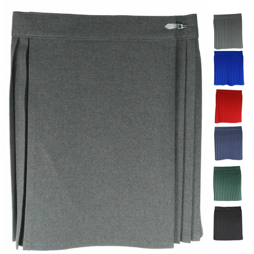 Axcent Comfort Netball Pleated Gym Skirt for Women Girls Kids School Uniform PE Kilt Knife Pleats Wrap Around Pleated Sports Skirt (as8, Waist, Numeric_30, Regular, Regular, Grey)