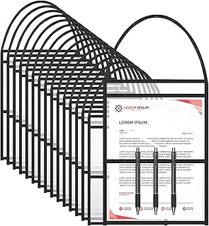 15 Pack Job Ticket Holder Work Order Plastic Sleeves with Hanging Strap Shop Ticket Holders 9 x 12 Dry Erase Pockets Reusable Repair Order Sleeves, Both Sides Clear