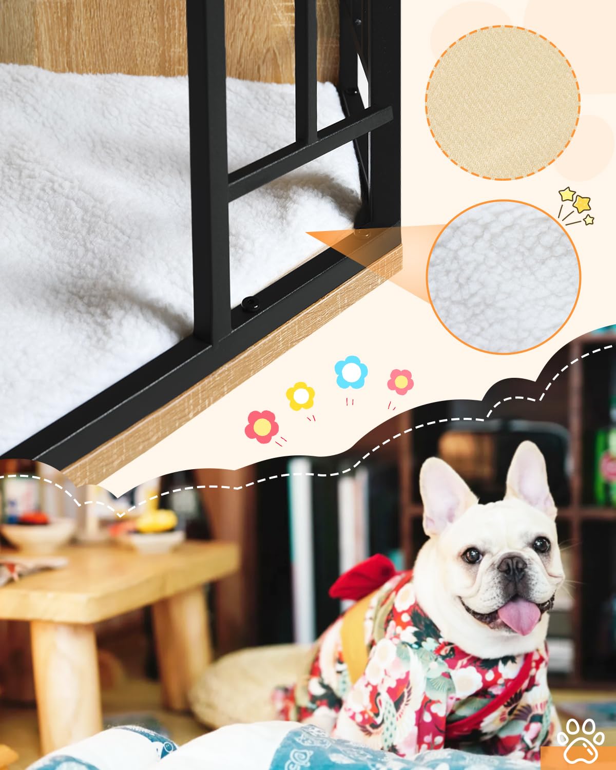EUGAD Mobile Kennel Cane, Gabbia per Cani ad Angolo, Gabbia per Cani in Legno,Tavolo Supplemento,Sopporta di 70kg, Moderna Kennel Cane,Dog Crate Decorativa con Porta Bloccabile 111x60x67cm