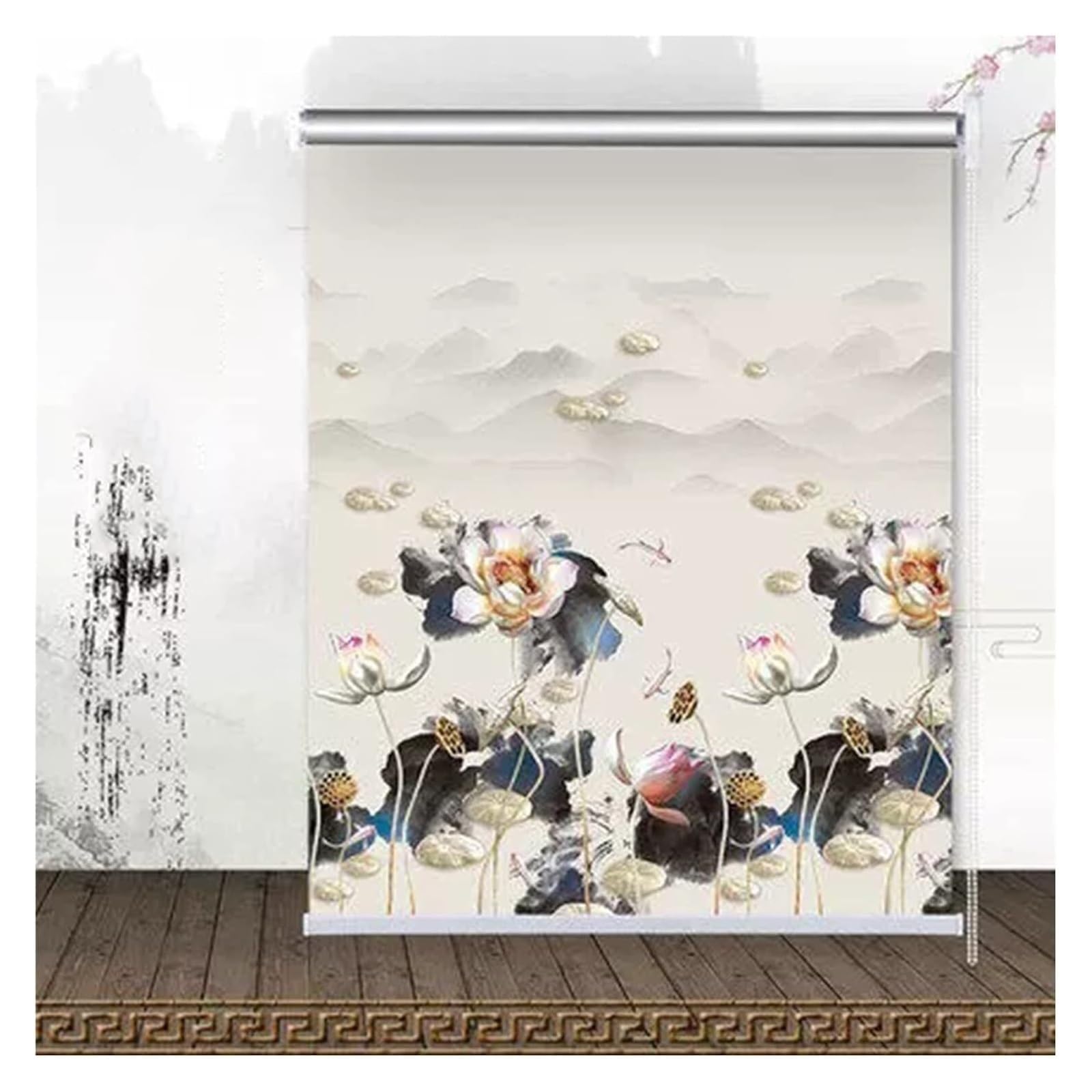 Blackout Roller Blinds,Floral Patterned Roller Blinds for Bedroom/Living Room/Kitchen, Thermal Blackout Window Roller Shades, Privacy Protection(100x170cm)
