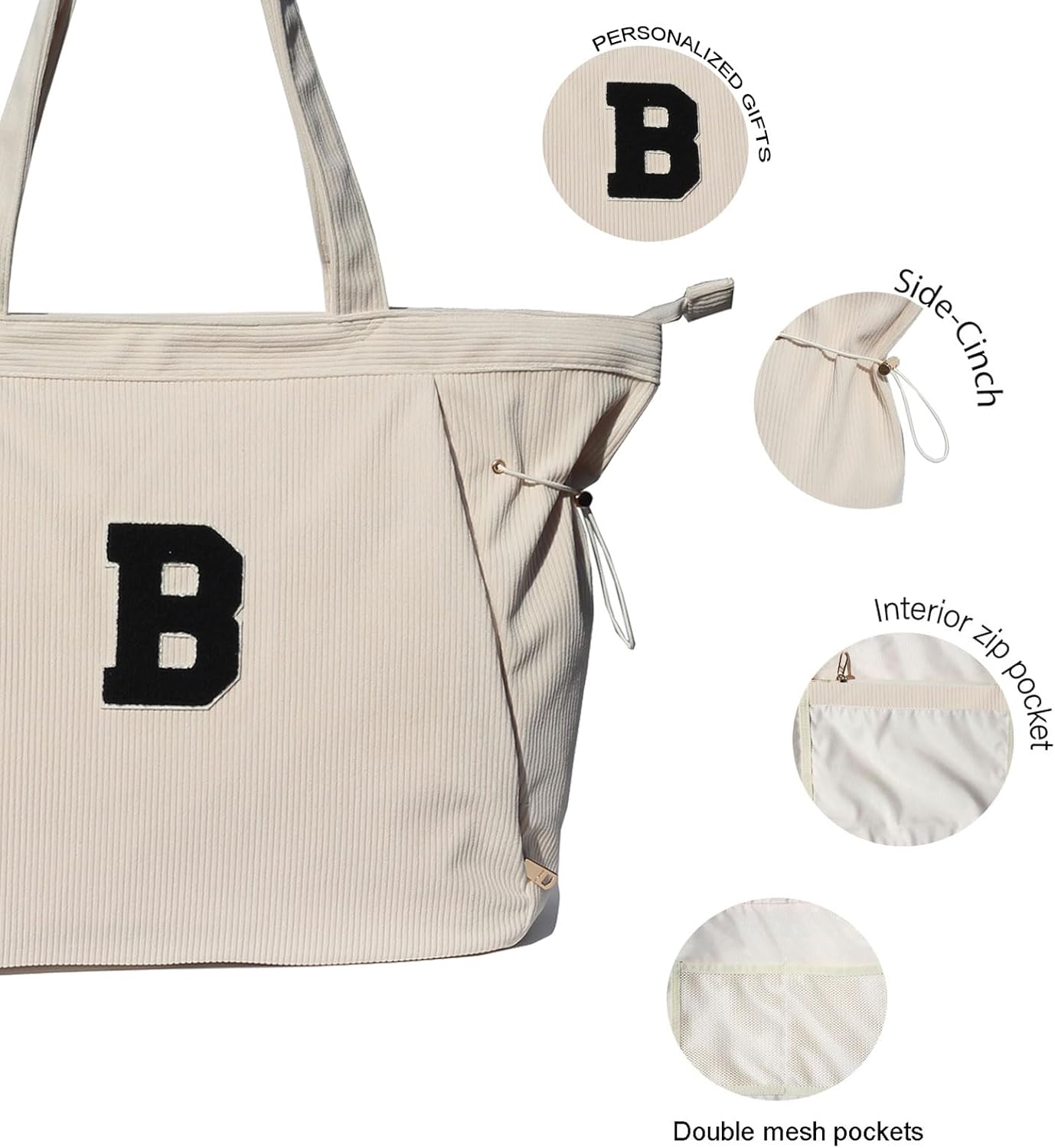 ESVAN Corduroy Yoga Tote Bag Gifts for Women Drawstring Yoga Mat Bag for Office Workout Travel Carryall Pilates Gym - Image 4