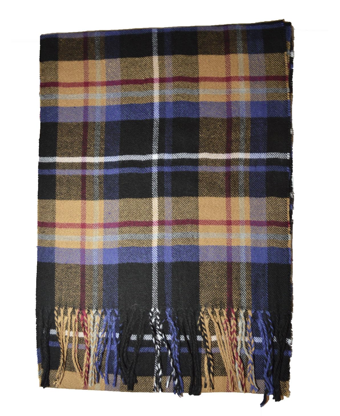 Kgm Accessories Men's Black Gold Super Soft Check Cashmere Feel Plaid Tartan Check Scarf - Cashmere Scarves For - Soft Scarf (Black Gold)