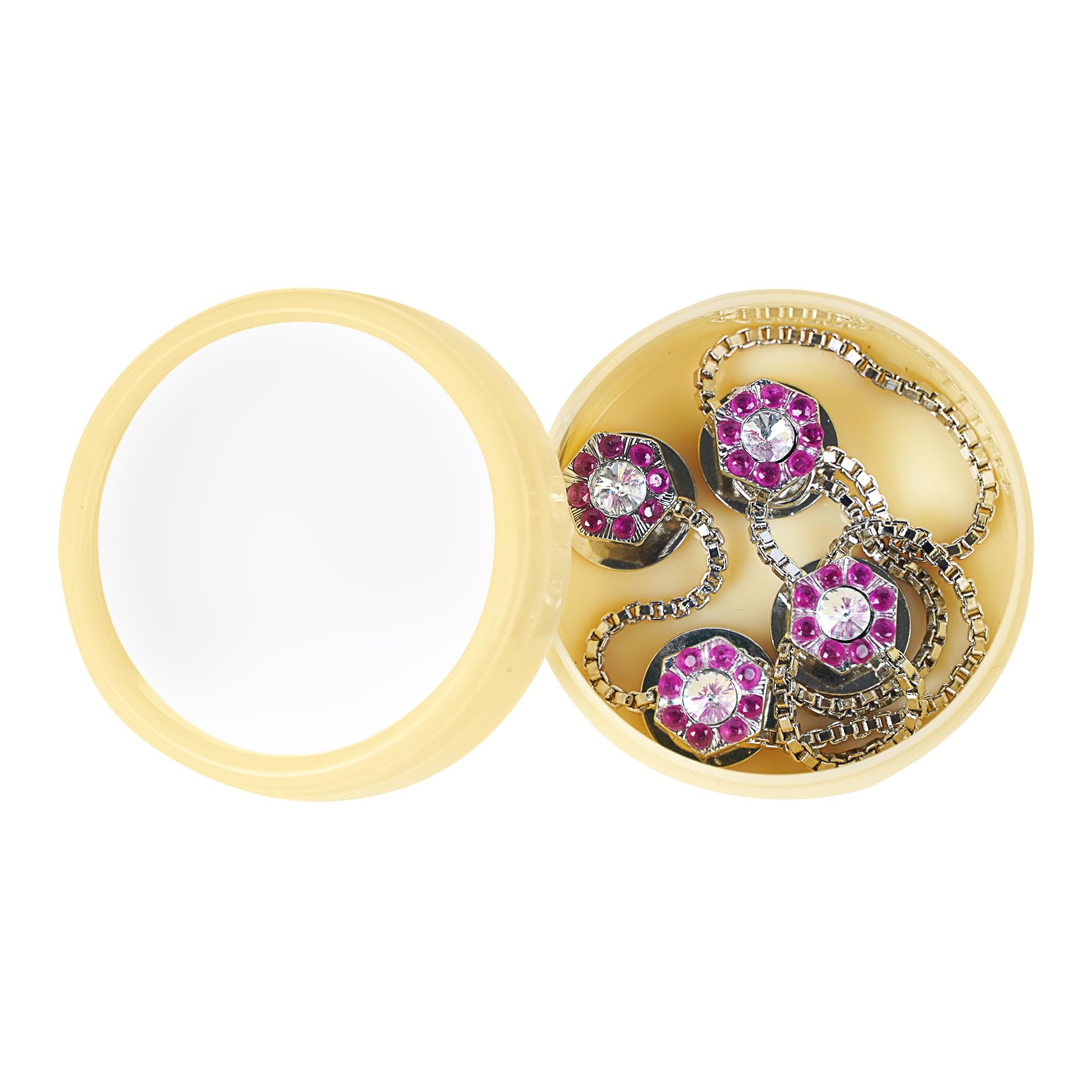PGen Exquisitive Designer Hexagon Silver Plated Ruby Pink Gemstone Diamond Crystal Traditional Ethnic Fashion Trending Kurta Metal Unisex Buttons-image-24