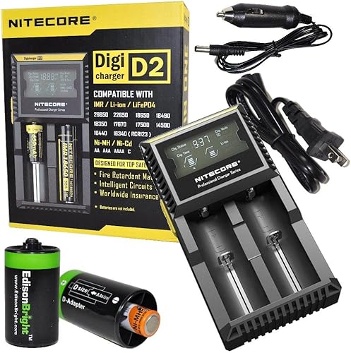 Nitecore D2 cargador inteligente versión 2015 con pantalla LCD para Li-ion, IMR, LiFePO4 26650 22650 18650 17670 18490 17500 18350 16340 RCR123