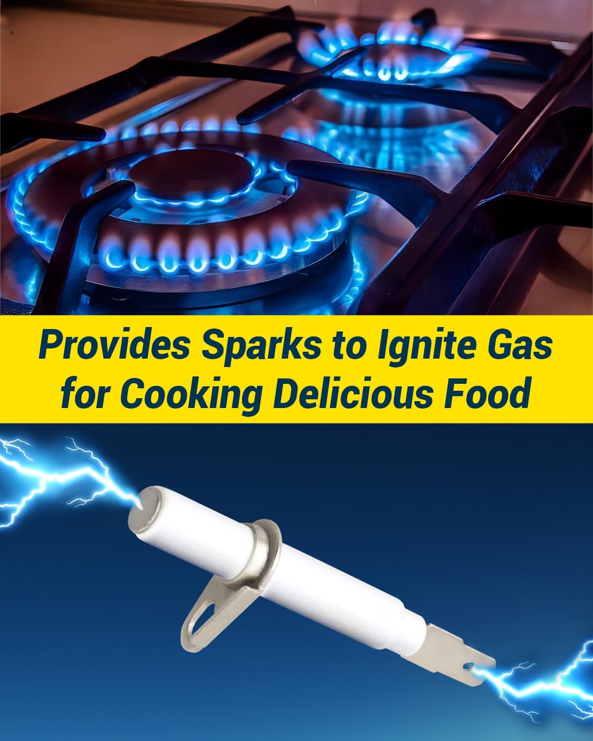 Igniter Replacement Parts Fit for Bosch Range Parts Burner Igniter Replacement White Oven Igniter Gas Stove Igniter Replace 00631633 631633 Spark Electrode Range Ceramic & Metal Material 5Pcs