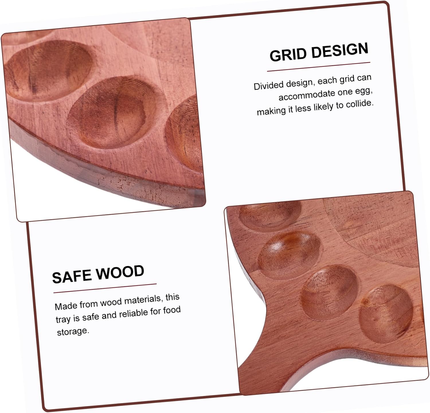 Wooden Egg Tray Soft Boiled Egg Holder Deviled Serving Plate Double-sided Dessert Plate Reusable Storage