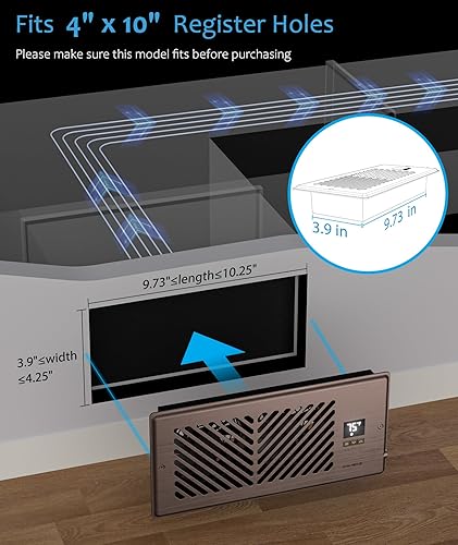 Miniatura 2 de Abida Ventilador de refuerzo de registro de 4 x 10 pulgadas, ventilación de registro inteligente silenciosa con control remoto y control de