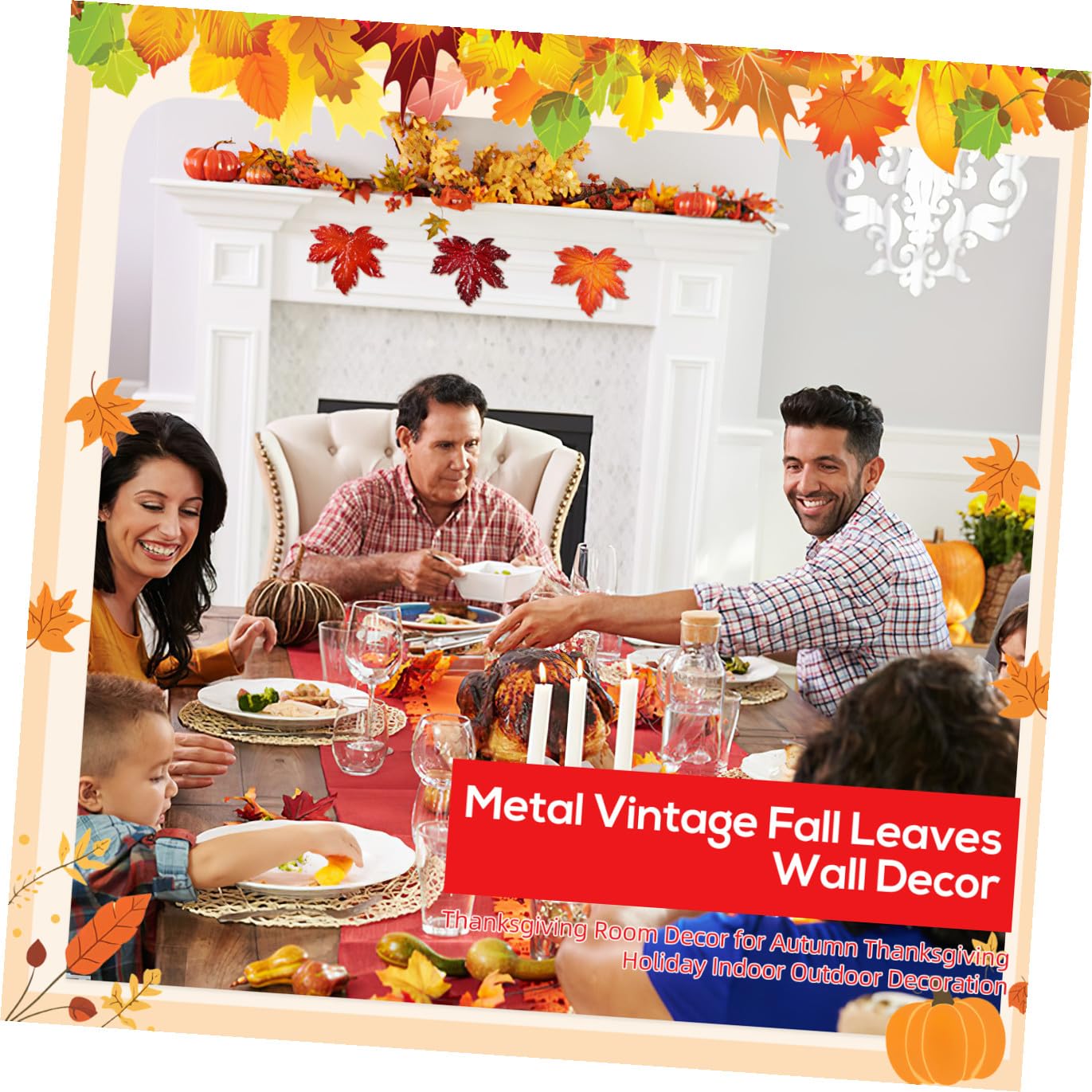 3 Pièces Décoration Suspendue Forgé Érable Artificielles Fissurées Lot pour Maison Fête et Décoration Murale Automne