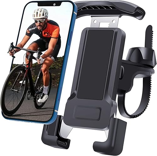 Asunby Soporte para teléfono de bicicleta, soporte para teléfono de motocicleta, manillar de motocicleta, abrazadera de teléfono celular, clip de