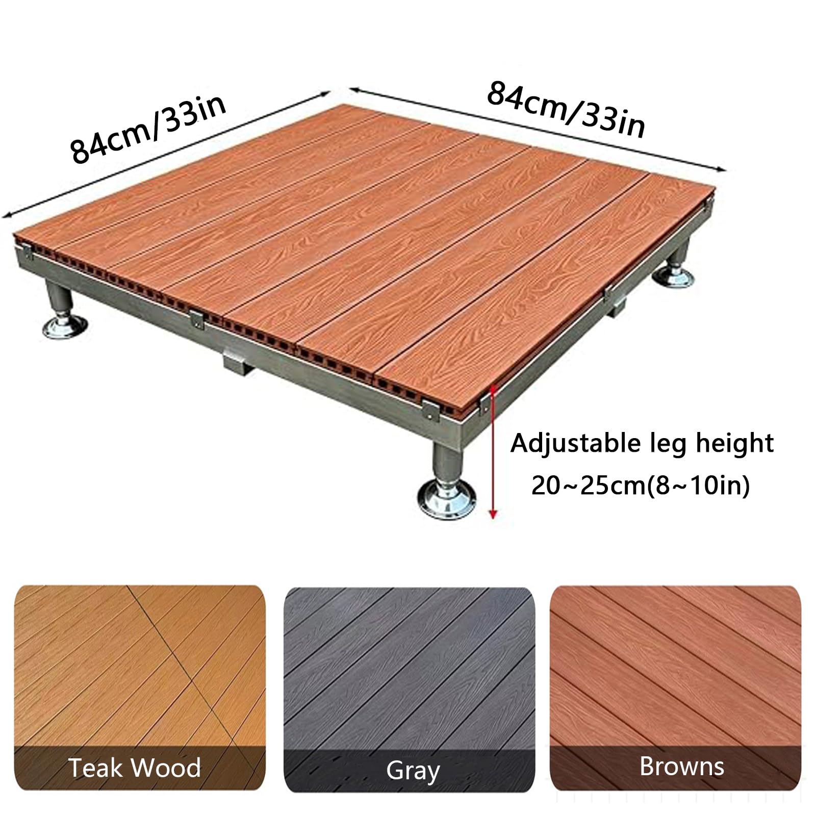 Kit per pavimentazione flottante, Piastrelle per decking in WPC ad Incastro, Marrone, 84x84 cm