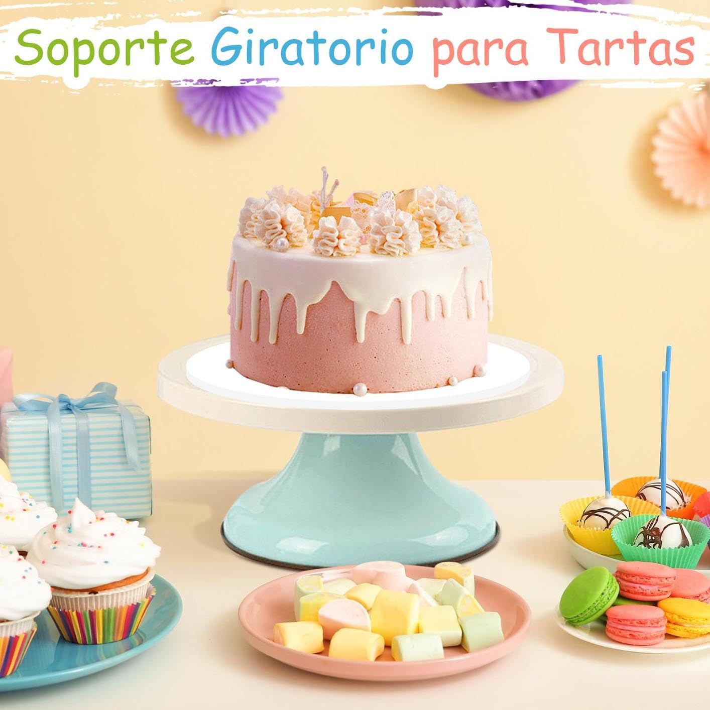 Genérico Base Giratoria Para Decorar Tarta | Base De Servir Postre 25 Cm Mesa | Plato Giratorio Pasteleria Para Postres Casa | Para Hogar Fiestas Cumpleaños Y Bodas