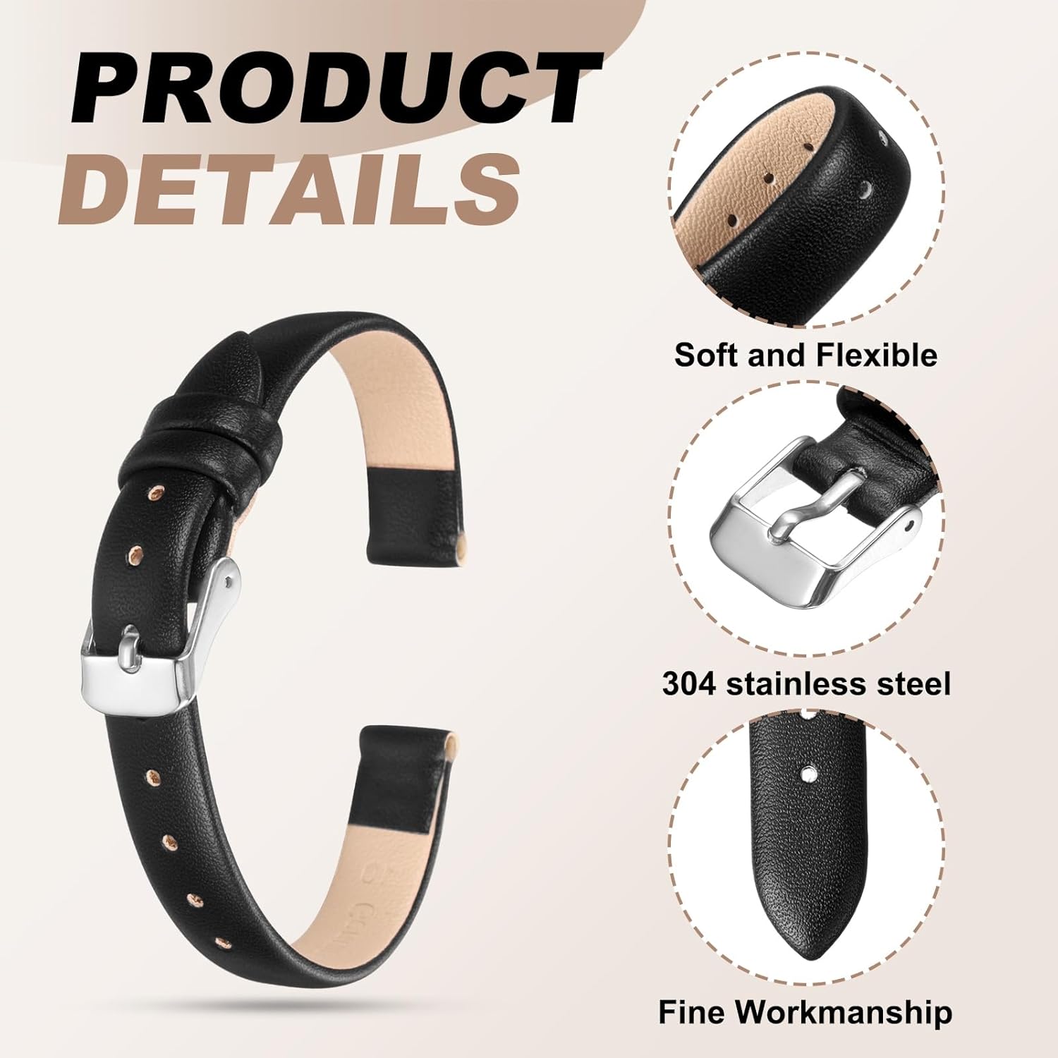 PATIKIL Leather Watch Band Soft Genuine Leather Watch Straps Quick Release Flexible Strap with Spring Bar Pins for Men Women