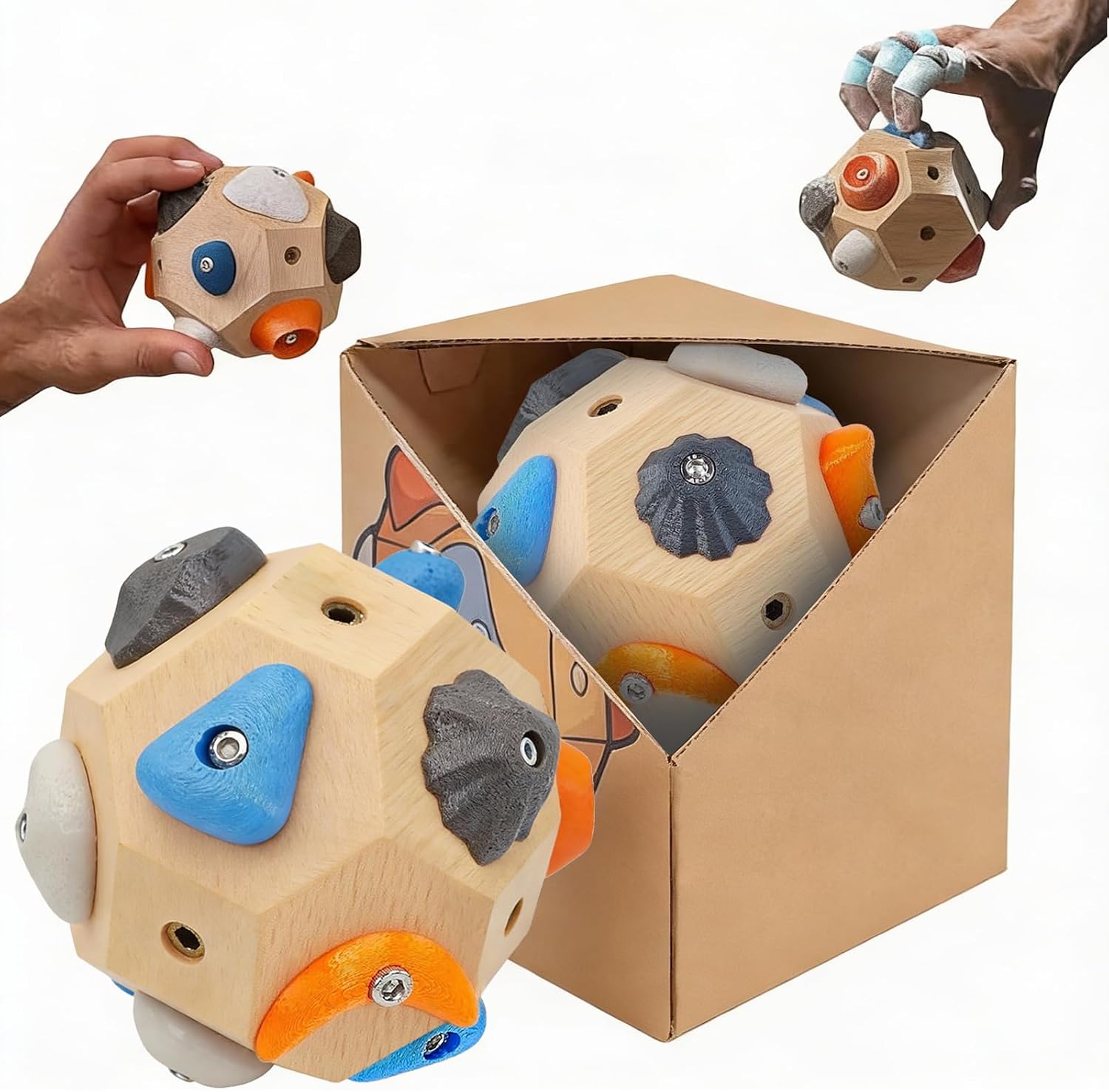 Handcrafted Boulder Block - Build Strength and Precision, Climbing Training Ball with 3D Rock Holds for Indoor and Outdoor Training, Put the Climbing Gym in Your Pocket!