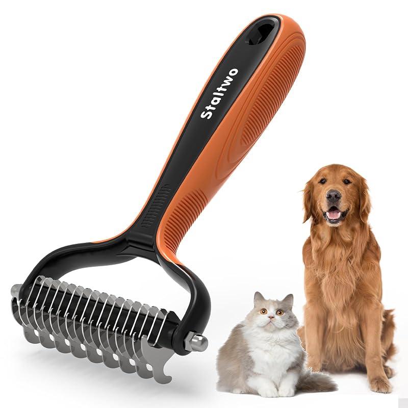 Rastelo desembaraçador dupla face para cães e gatos STALTWO Orange