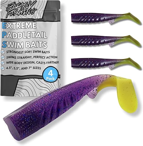 Miniatura 7 de Señuelos de Natación de Cola de Paleta Extremos - Señuelos de Natación de Plástico Suave, Señuelos de Natación de Cola de Paleta Premium para Pesca