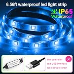 Ruban LED d'arrière-plan pour TV 6,56 pi, 2 m Ruban LED RGB pour TV de 40 à 60 po, Kit d'arrière-plan USB pour TV avec télécommande, Ruban LED étanche IP65 pour HDTV Chambre Moniteur PC Bureau