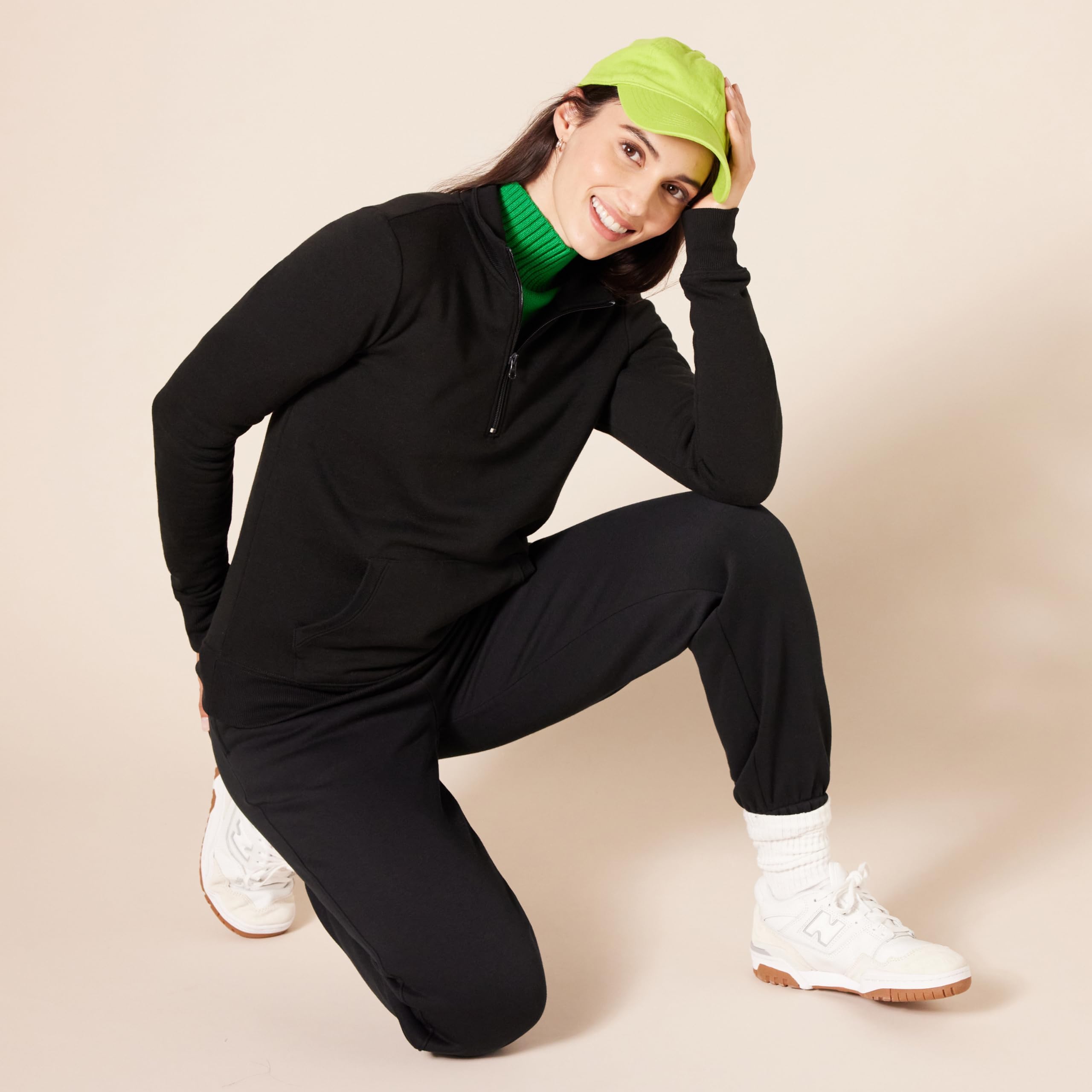 Amazon Essentials Top in Pile con Cerniera a Un Quarto a Maniche Lunghe (Disponibile in Taglie Forti) Donna