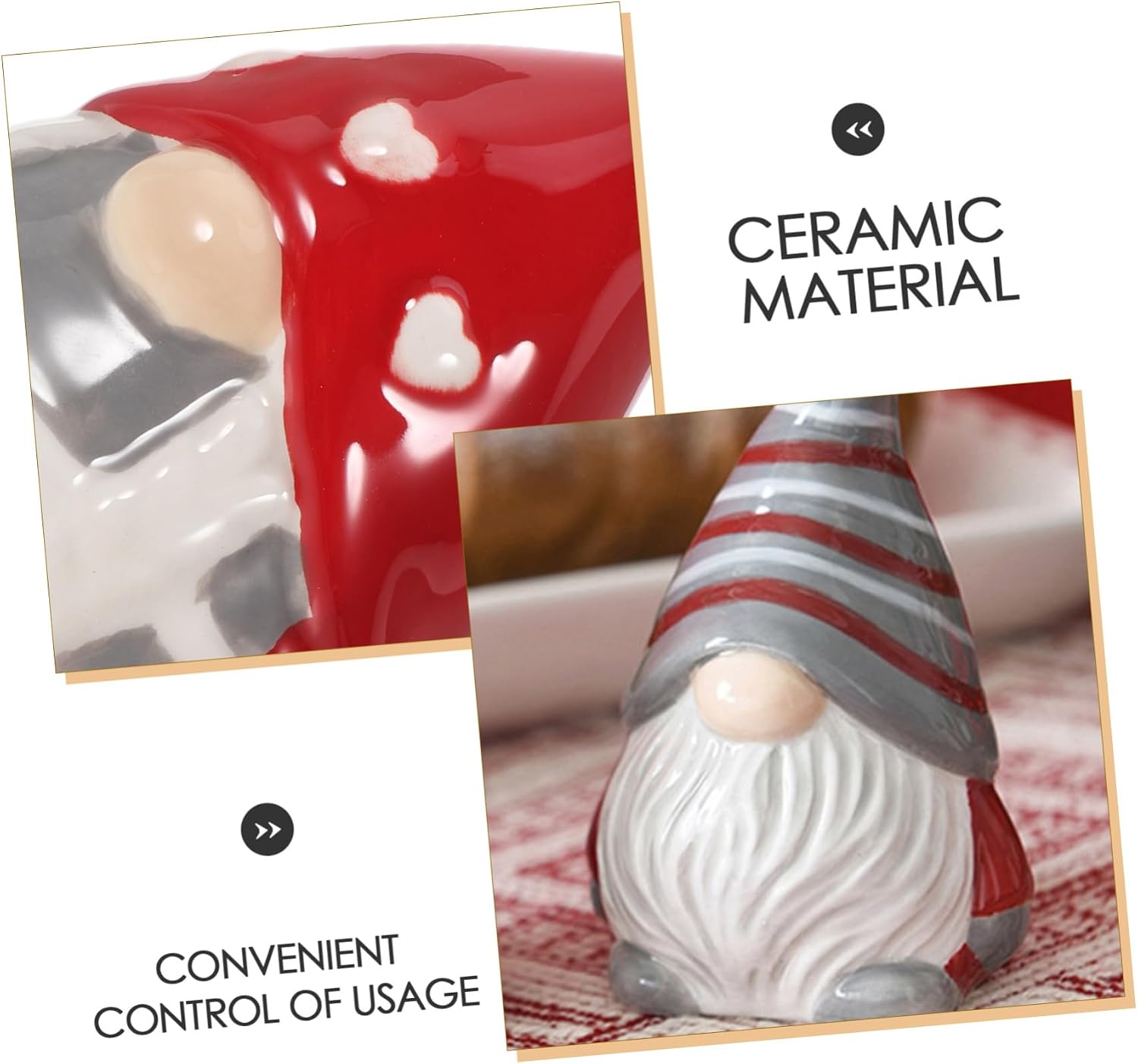 ULTECHNOVO Gnome Seasoning Bottles Pepper Dispenser Ceramic Kitchen Salt Shaker Set for Home Decor