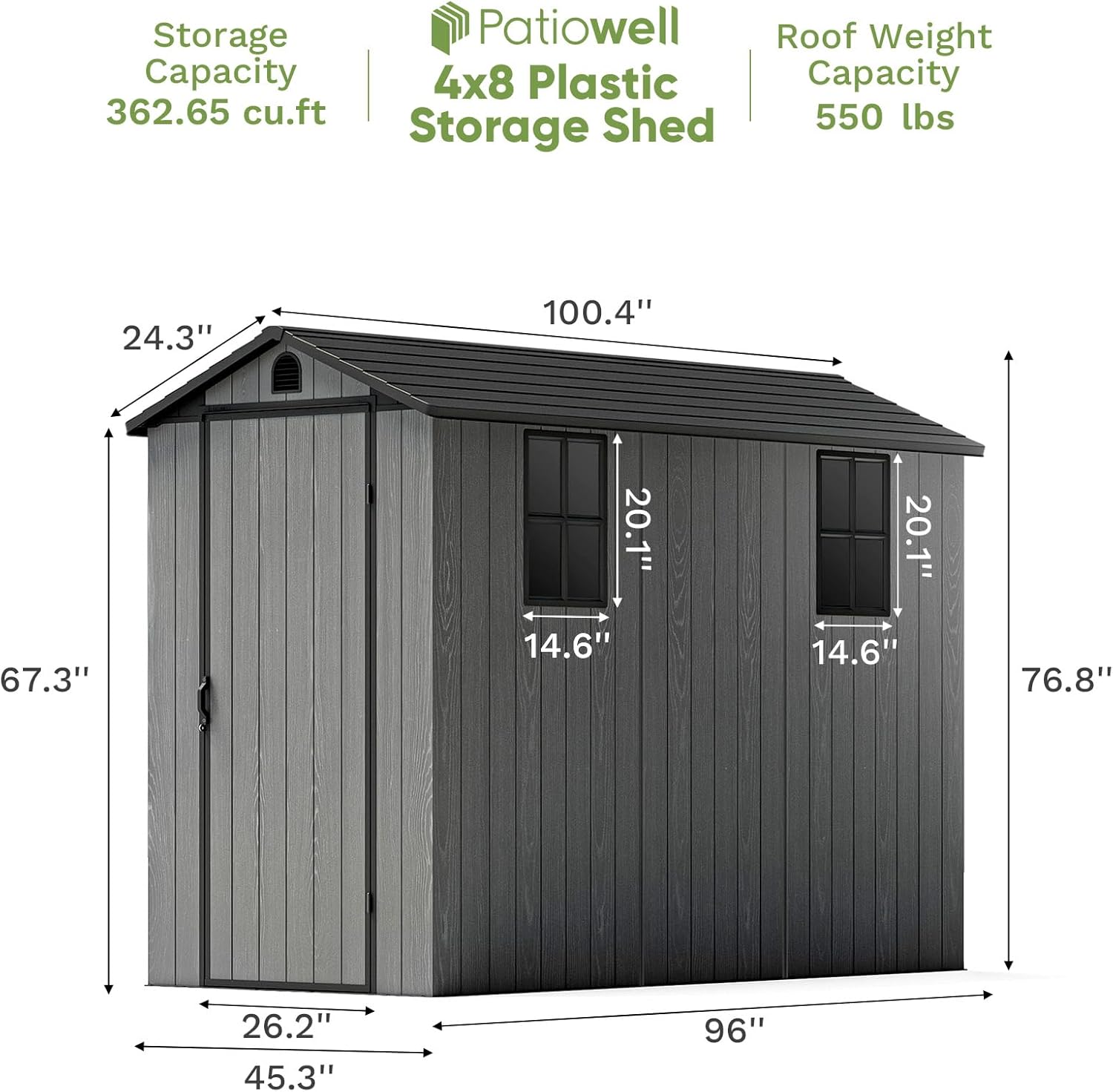 Patiowell 5 x 3 FT Plastic Outdoor Storage Shed, Resin Waterproof Cabinet with Stable Roof and Lockable Doors for Patio Furniture, Pool Accessories and Tools, Dark Grey Patiowell 5 x 3 FT Plastic Outdoor Storage Shed, Resin Waterproof Cabinet with Stable Roof and Lockable Doors for Patio Furniture, Pool Accessories and Tools, Dark Grey